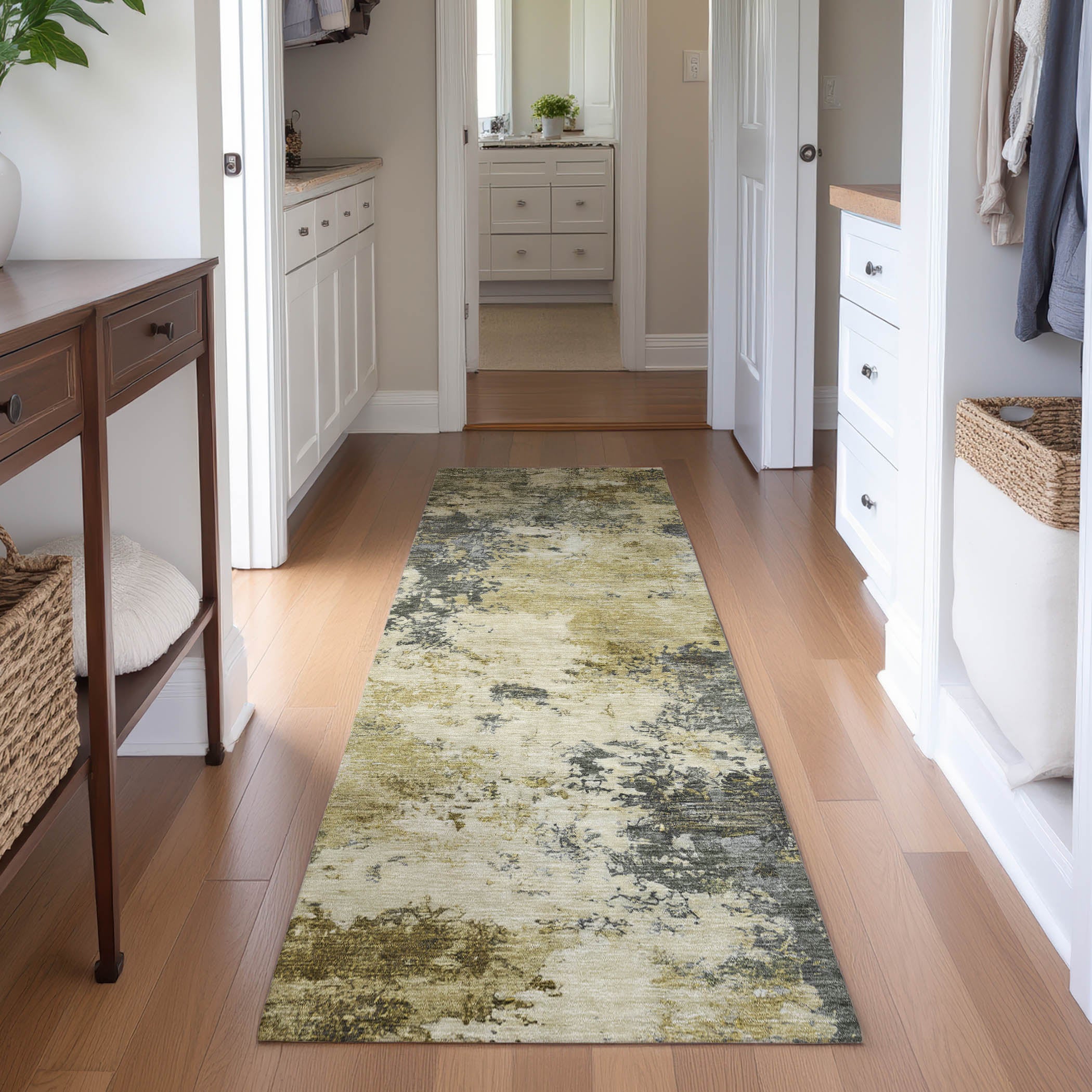 Luang Prabang Machine Washable Transitional Pewter Gray Rug 2'3" x 7'6" #shape_Runner