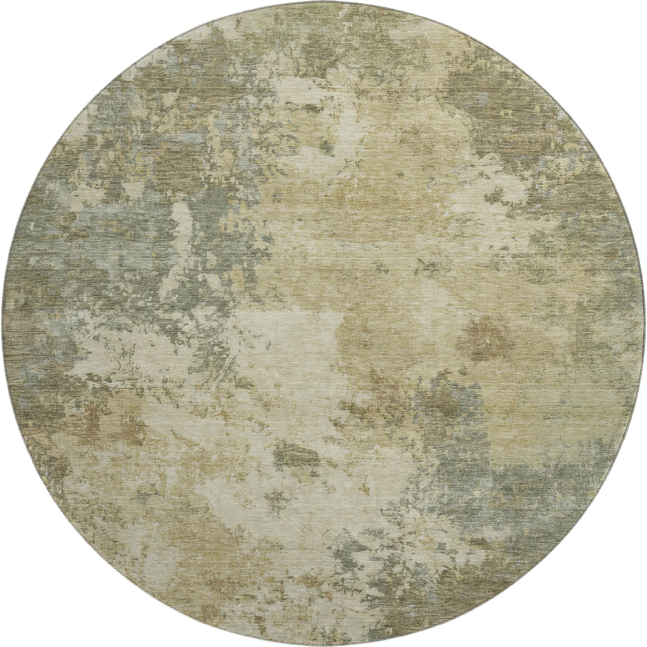 Luang Prabang Machine Washable Transitional Wheat Gold Rug 8' x 8' #shape_Round