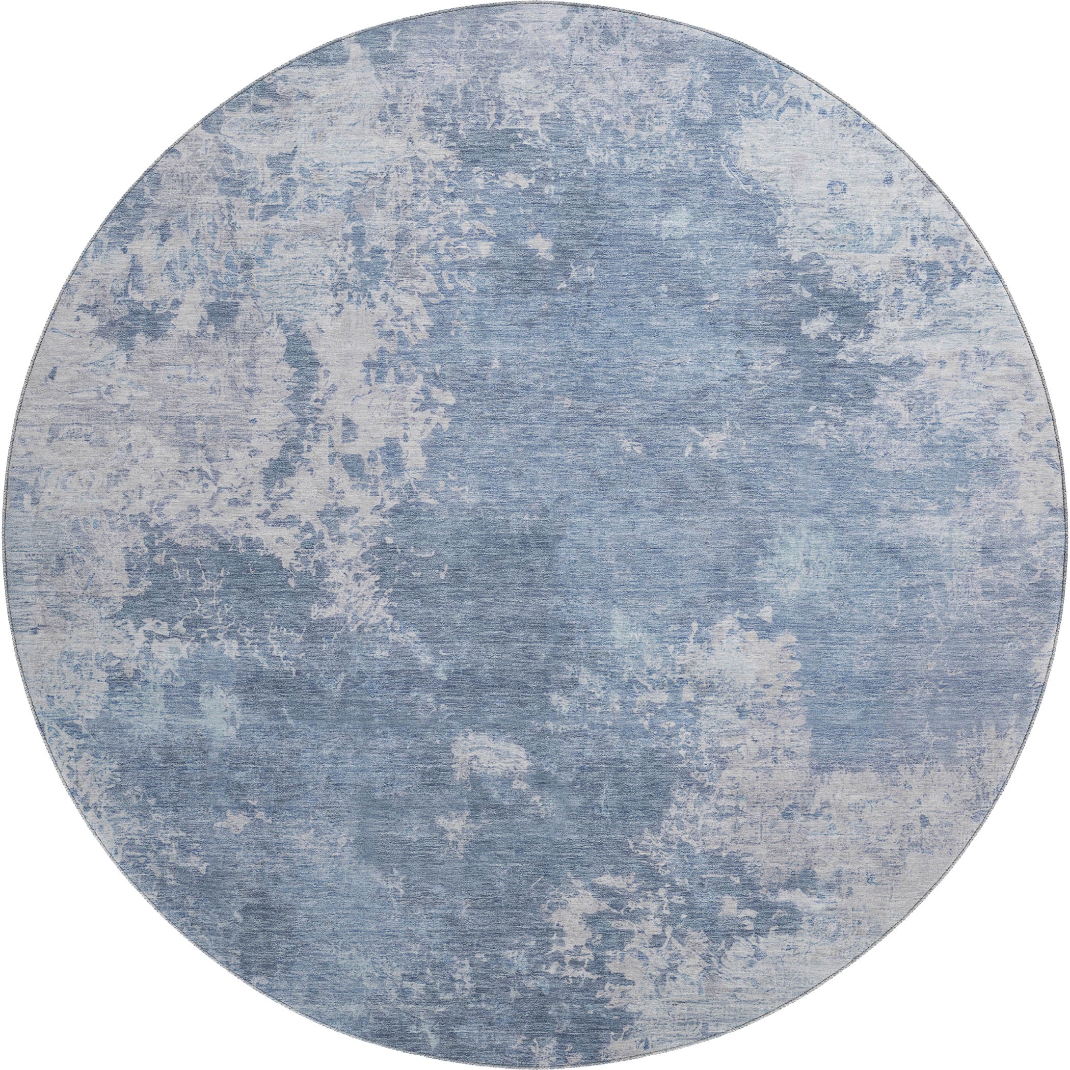 Tbilisi Machine Washable Transitional Blue Rug 8' x 8' #shape_Round