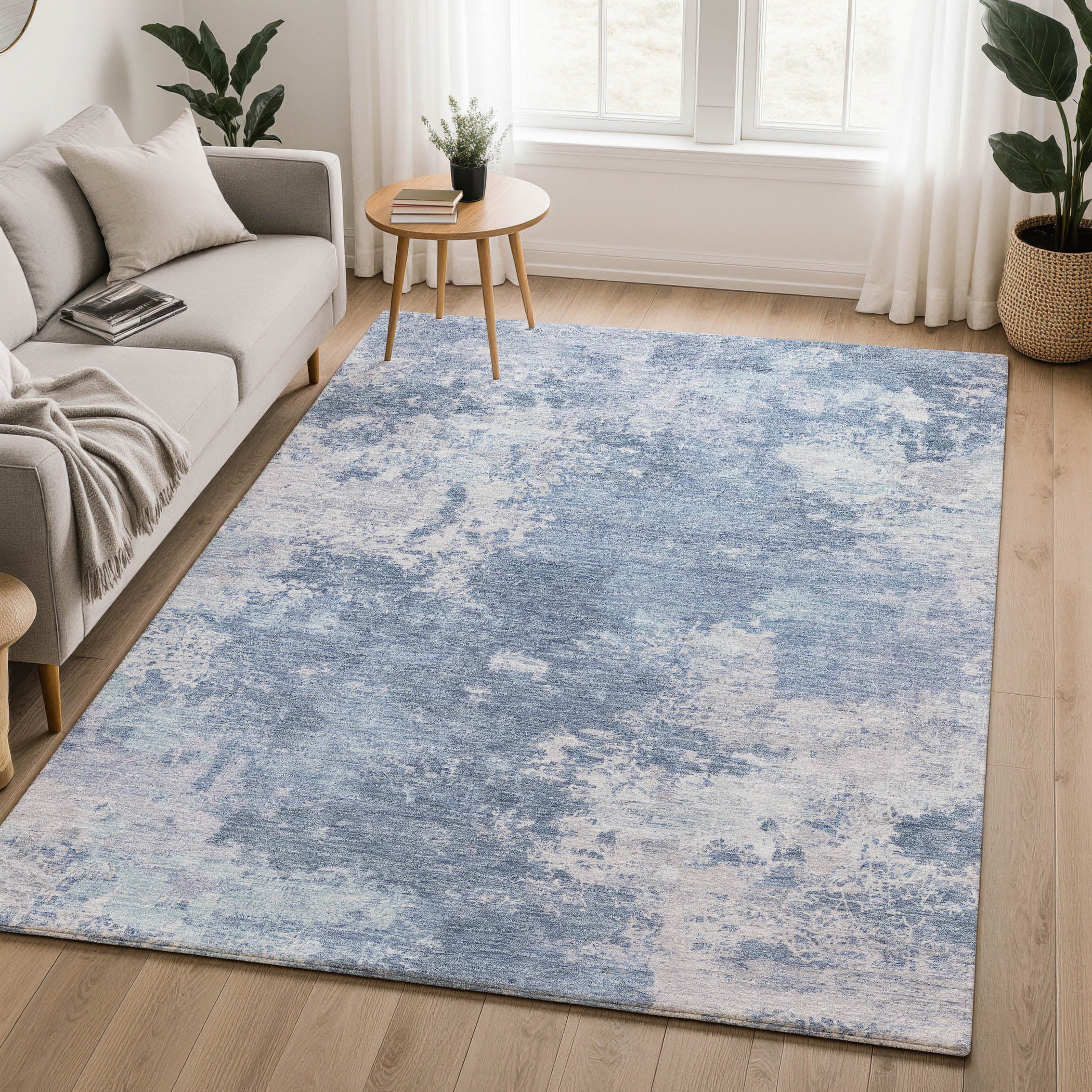 Tbilisi Machine Washable Transitional Blue Rug 3' x 5' #shape_Rectangle