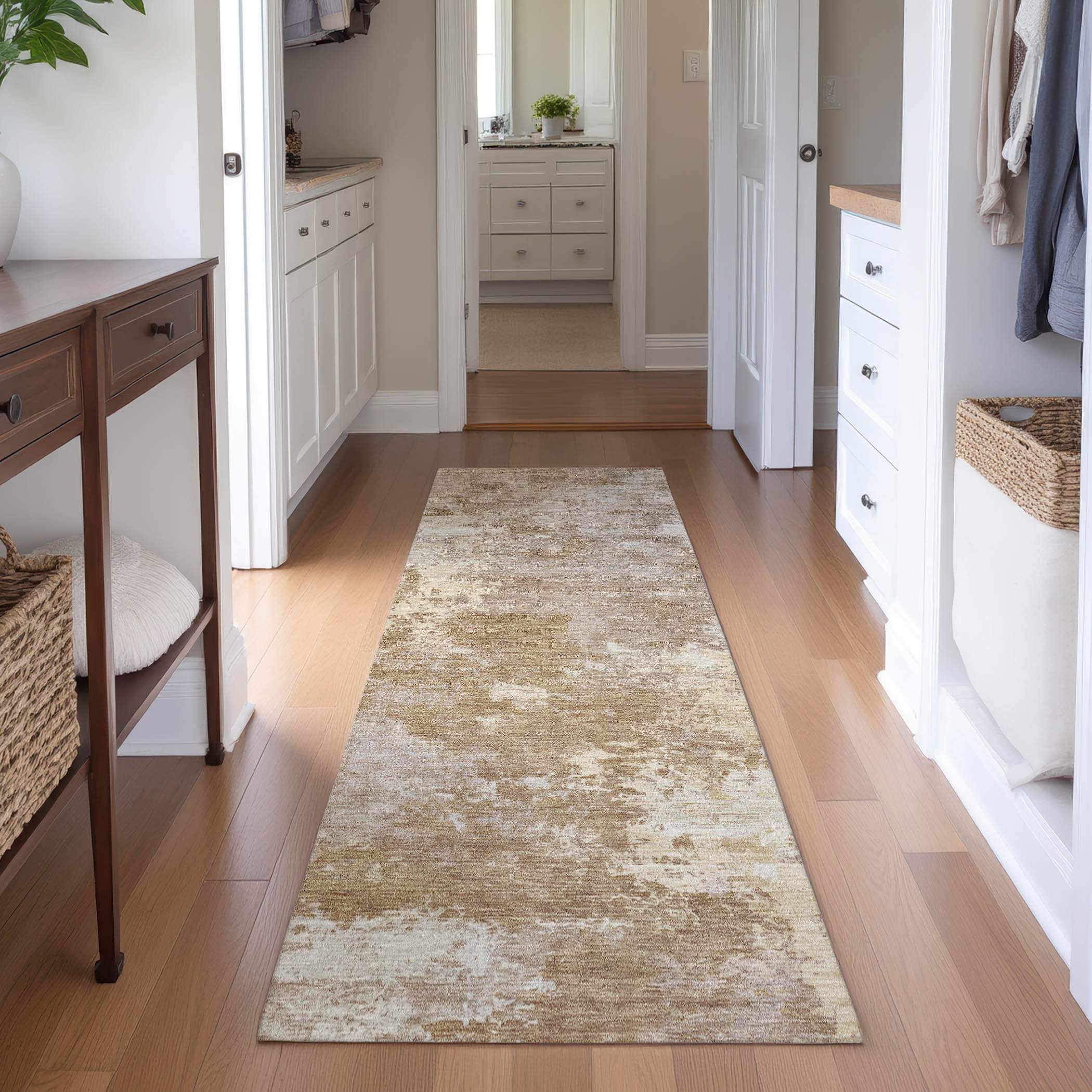 Tbilisi Machine Washable Transitional Brown Rug 2'3" x 7'6" #shape_Runner