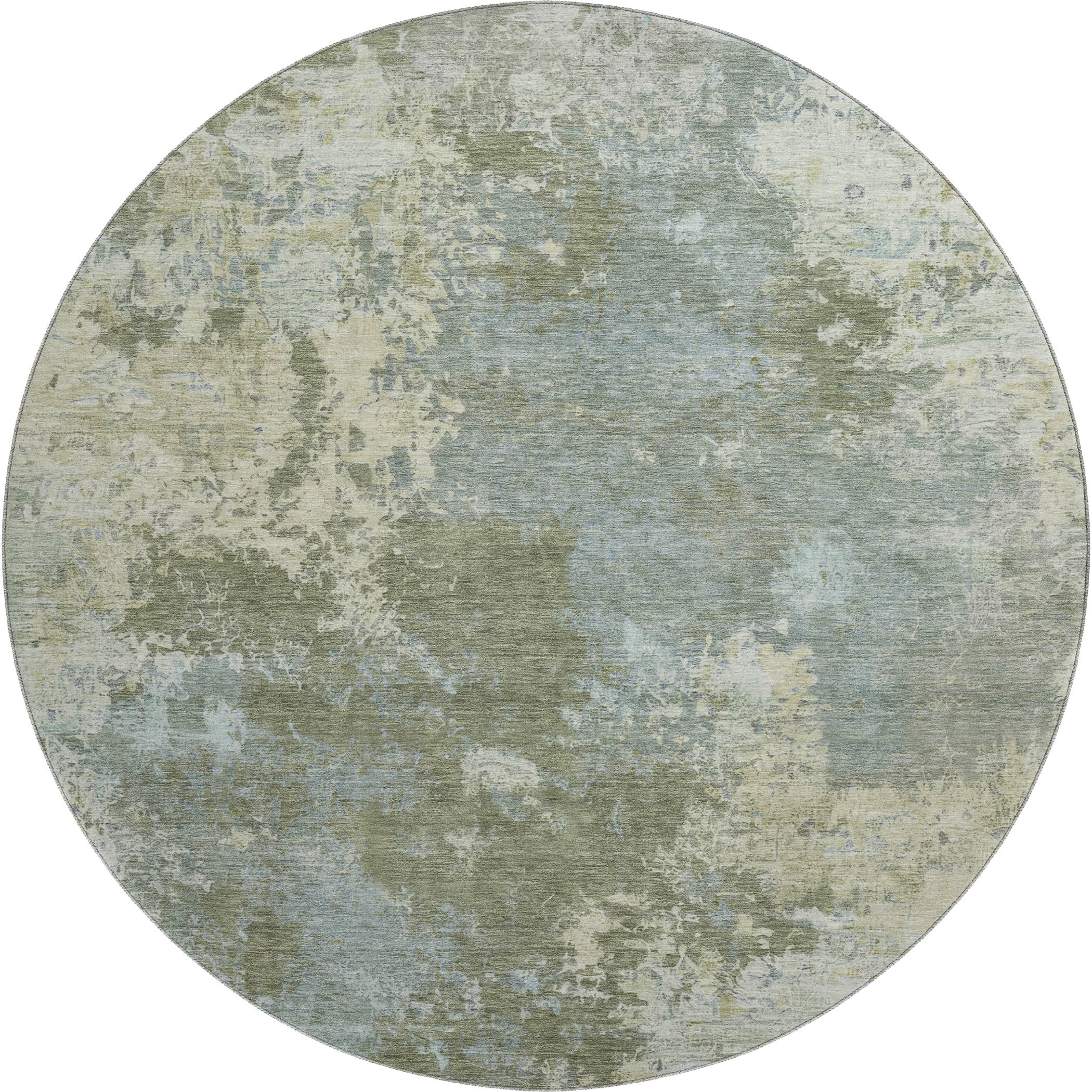 Tbilisi Machine Washable Transitional Fern Green Rug 8' x 8' #shape_Round
