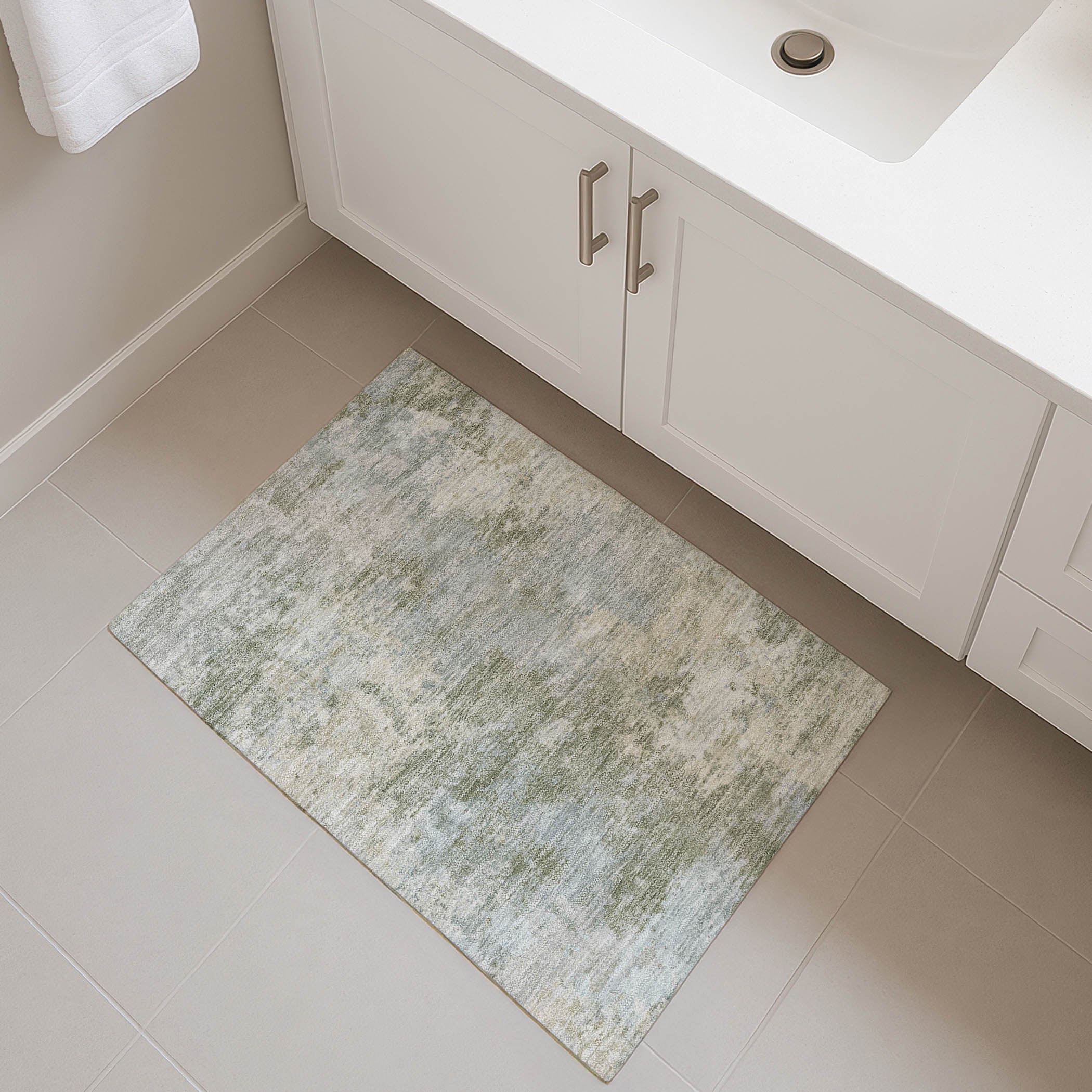 Tbilisi Machine Washable Transitional Sage Green Rug 1'8" x 2'6" #shape_Rectangle