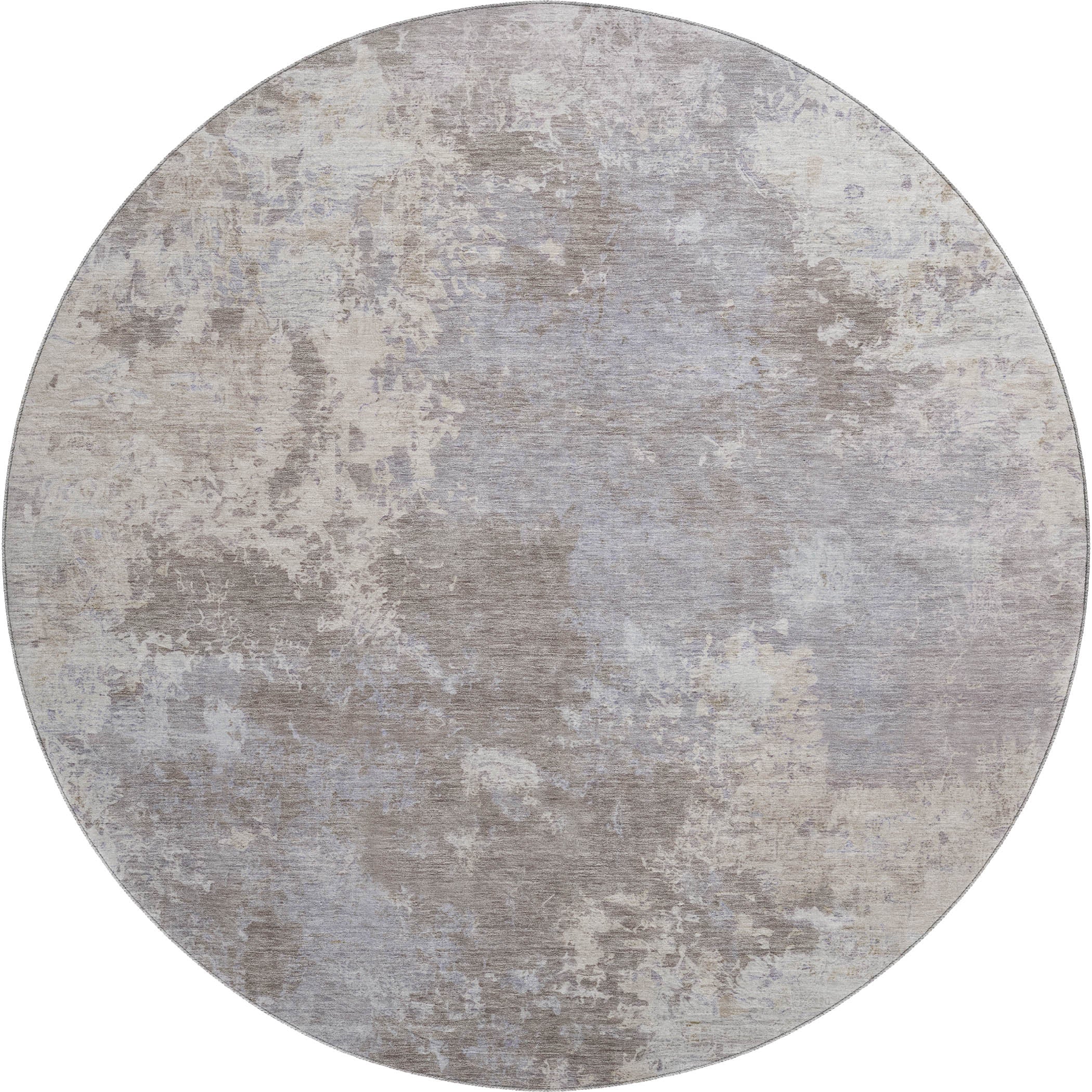 Tbilisi Machine Washable Transitional Taupe Brown Rug 8' x 8' #shape_Round
