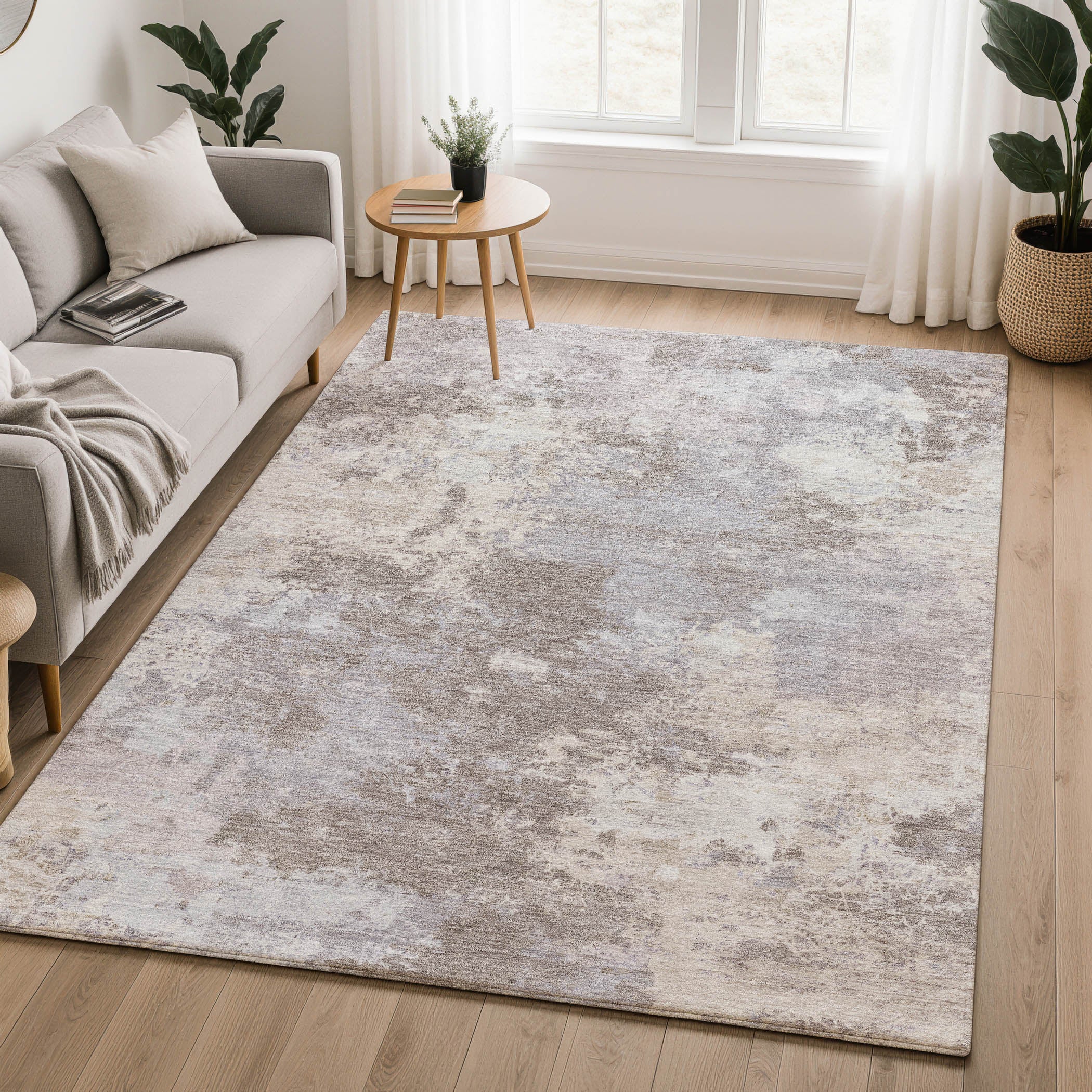 Tbilisi Machine Washable Transitional Taupe Brown Rug 3' x 5' #shape_Rectangle