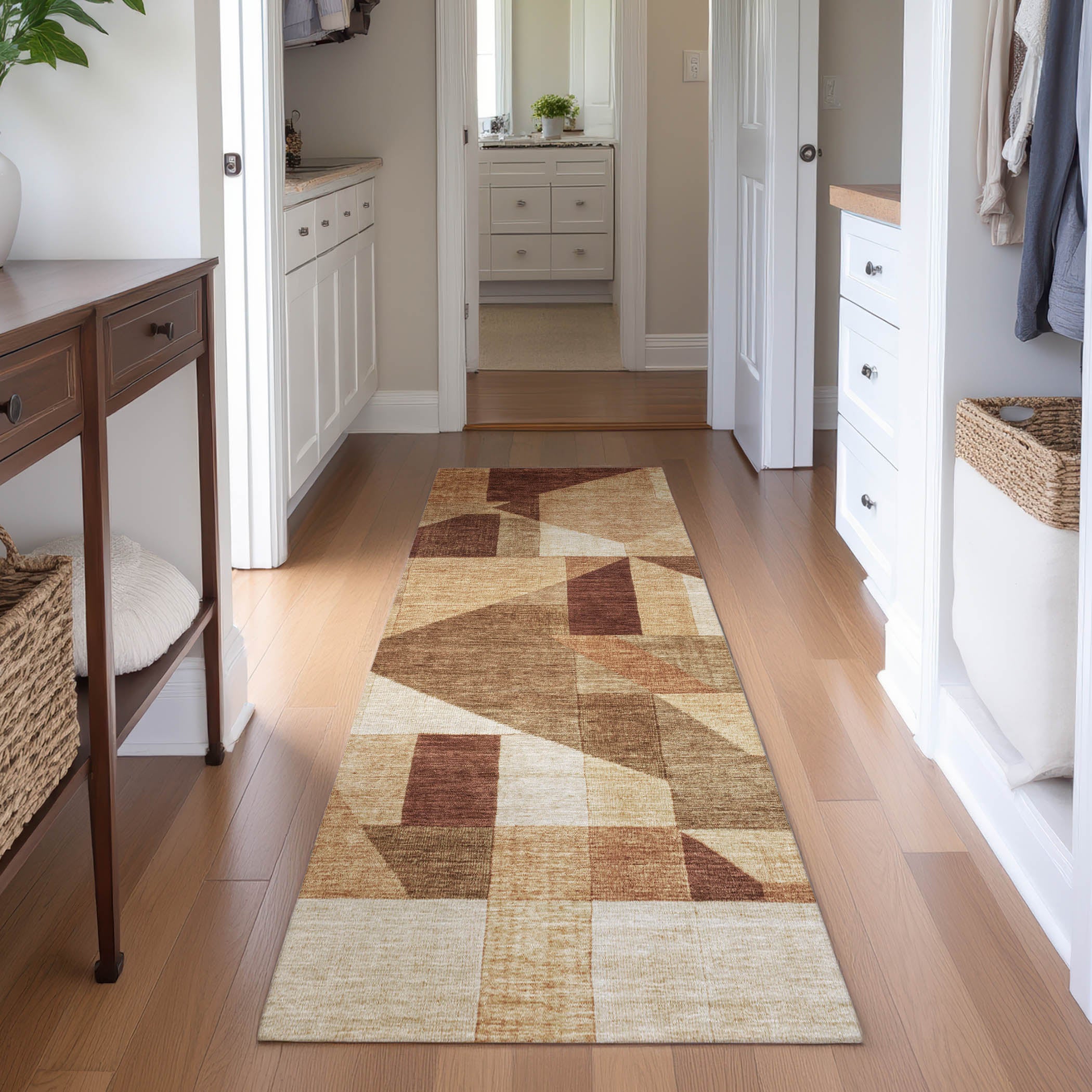 Athens Machine Washable Traditional Paprika Orange Rug 2'3" x 7'6" #shape_Runner
