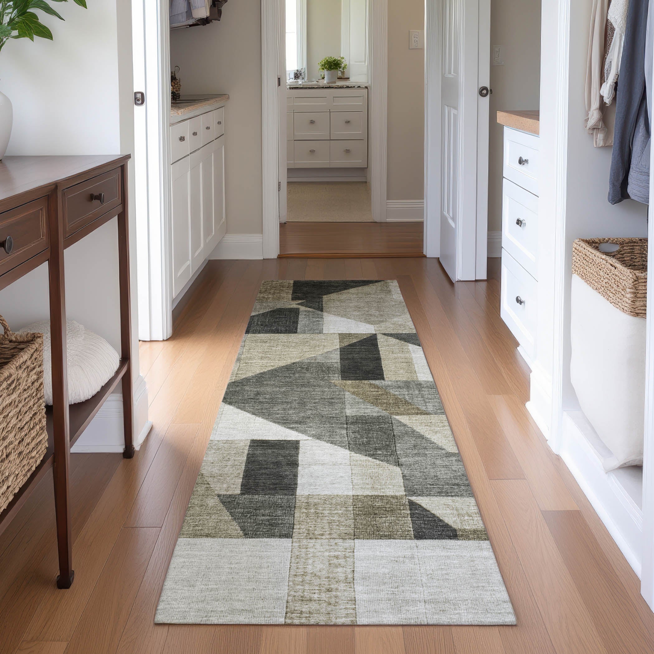 Athens Machine Washable Traditional Pewter Gray Rug 2'3" x 7'6" #shape_Runner