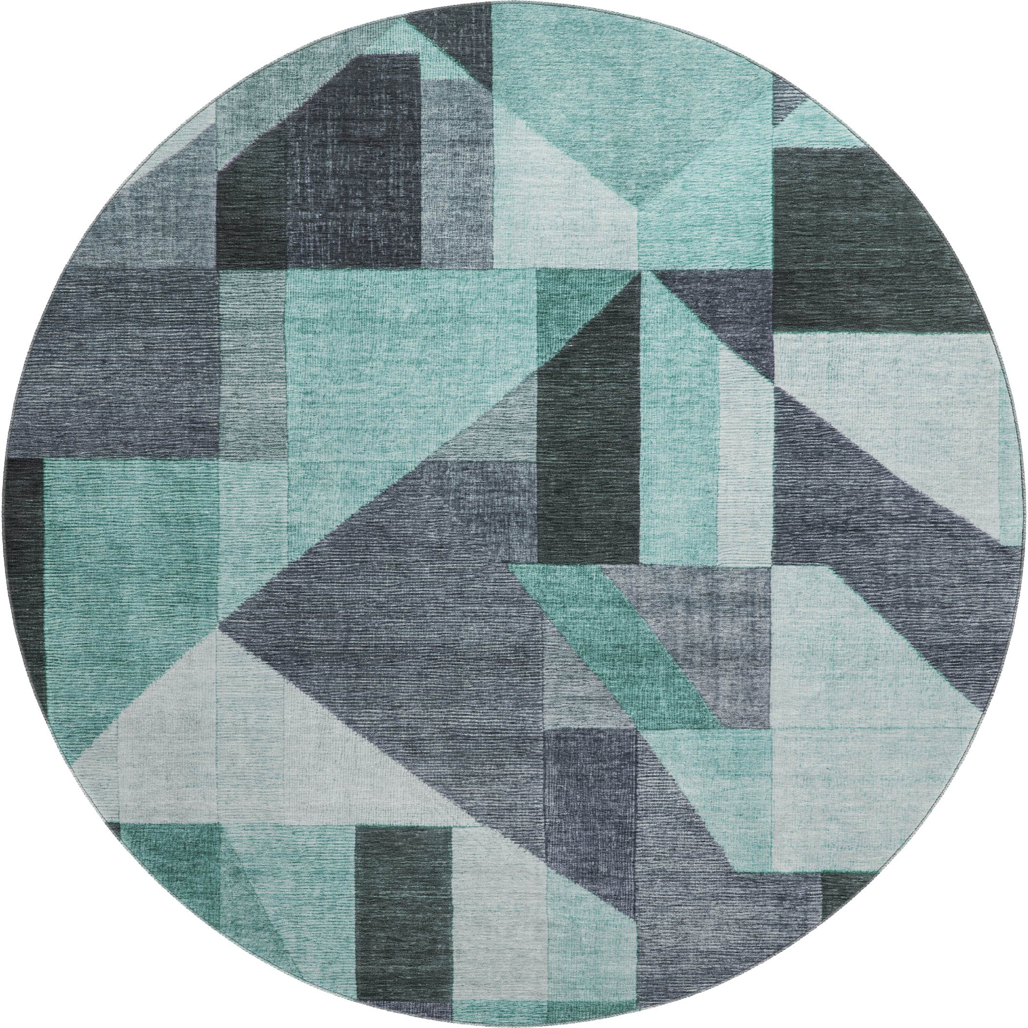 Athens Machine Washable Traditional Teal Rug 8' x 8' #shape_Round