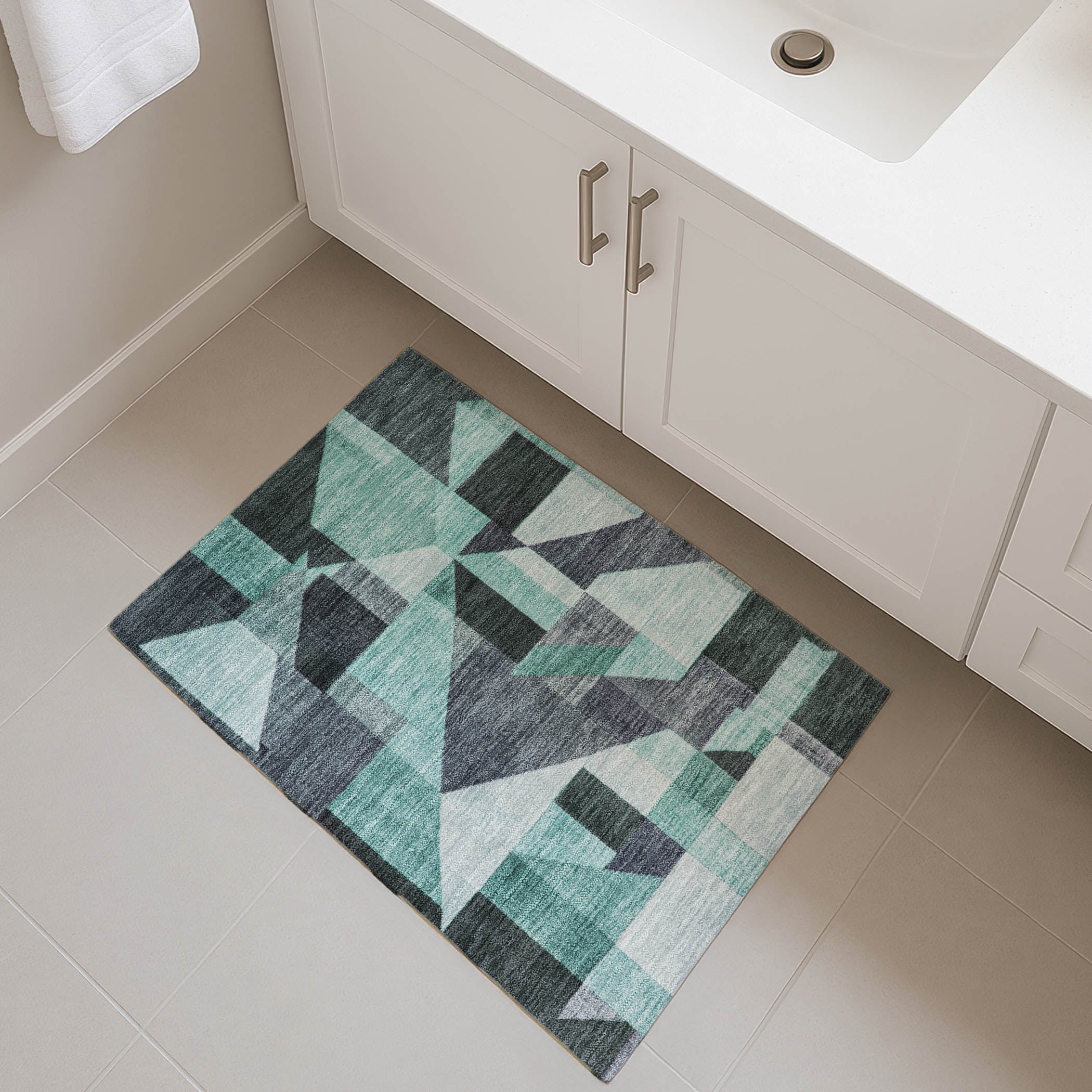 Athens Machine Washable Traditional Teal Rug 1'8" x 2'6" #shape_Rectangle