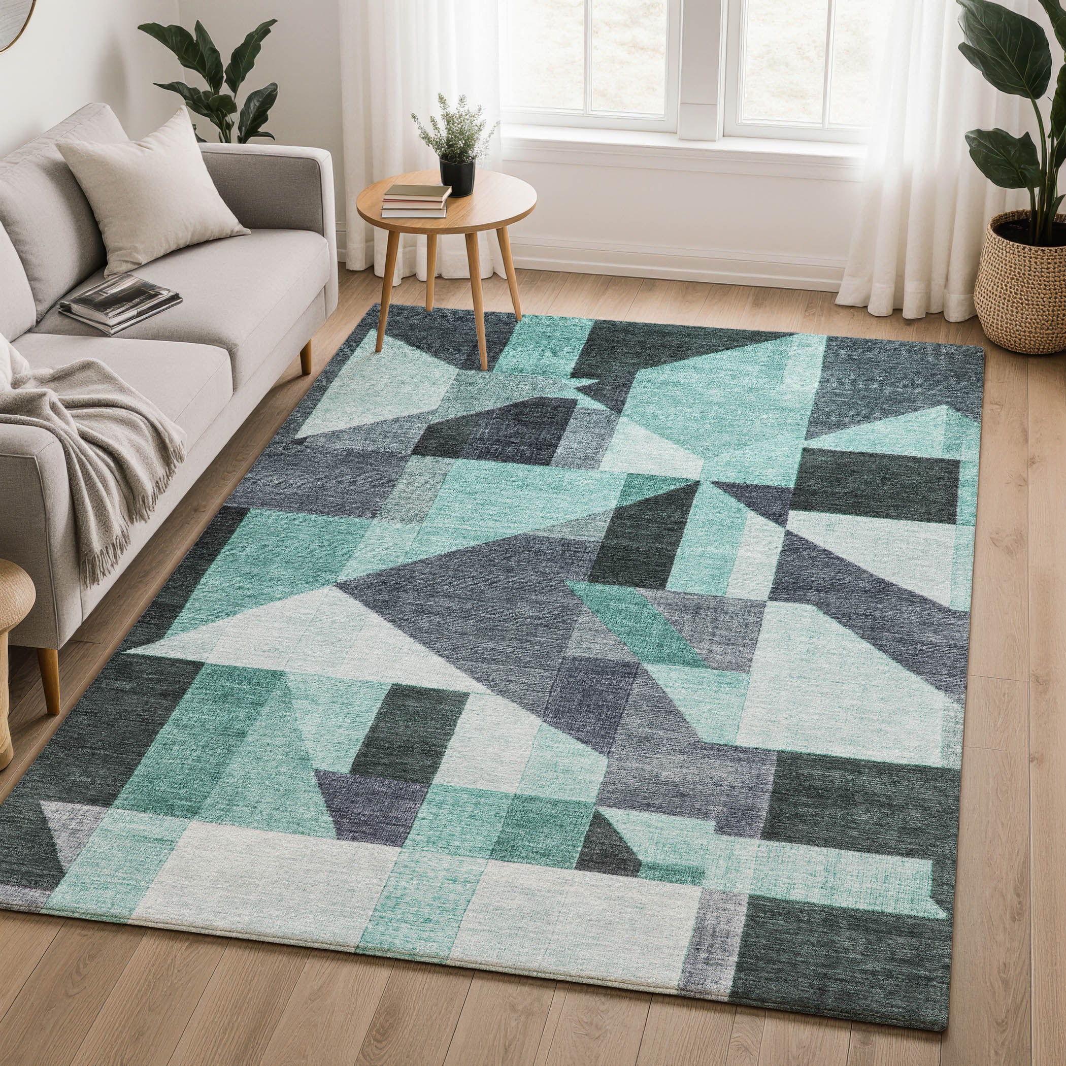 Athens Machine Washable Traditional Teal Rug 3' x 5' #shape_Rectangle