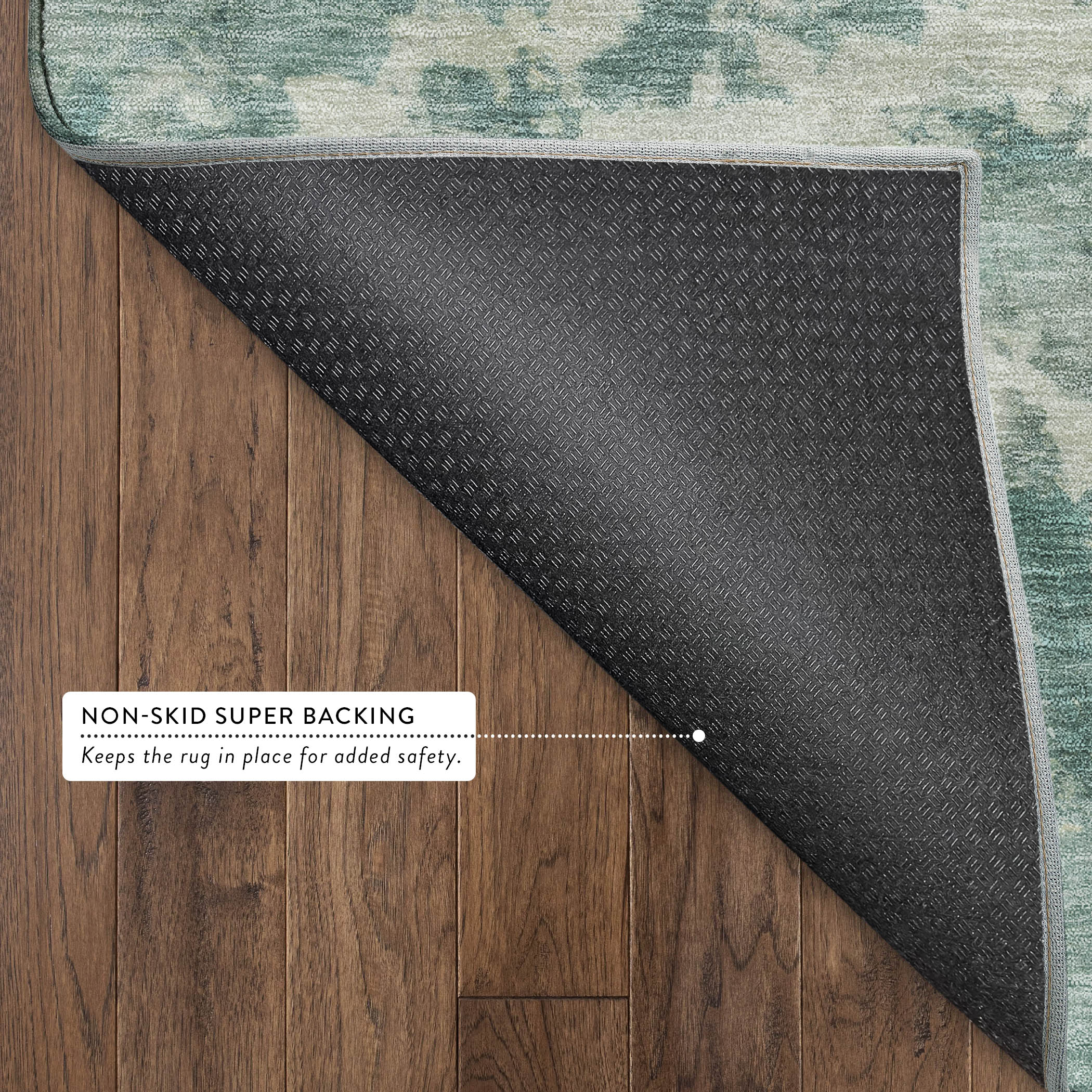 Split Machine Washable Traditional Aloe Green Rug 1'8" x 2'6" #shape_Rectangle