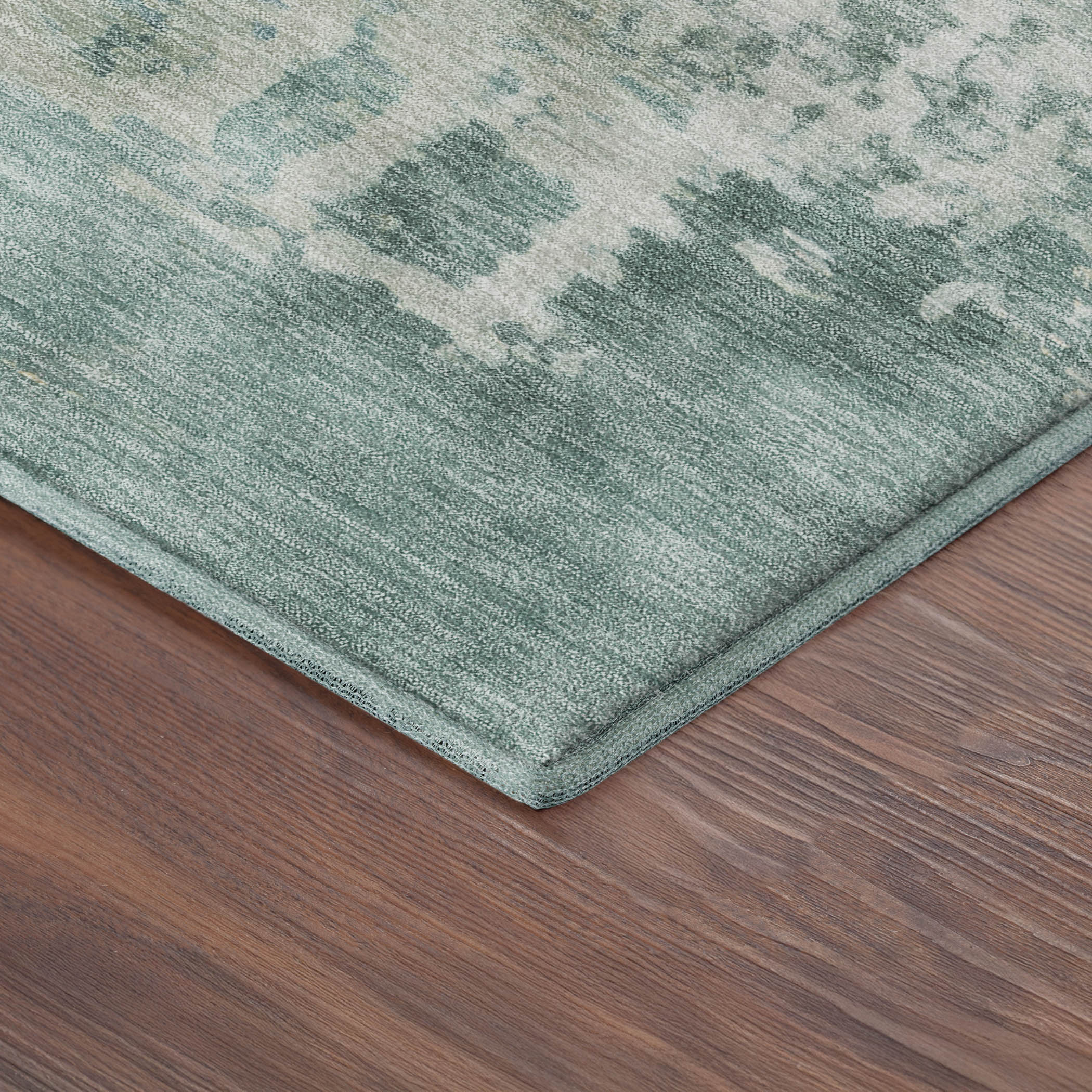 Split Machine Washable Transitional Aqua Teal Rug 1'8" x 2'6" #shape_Rectangle