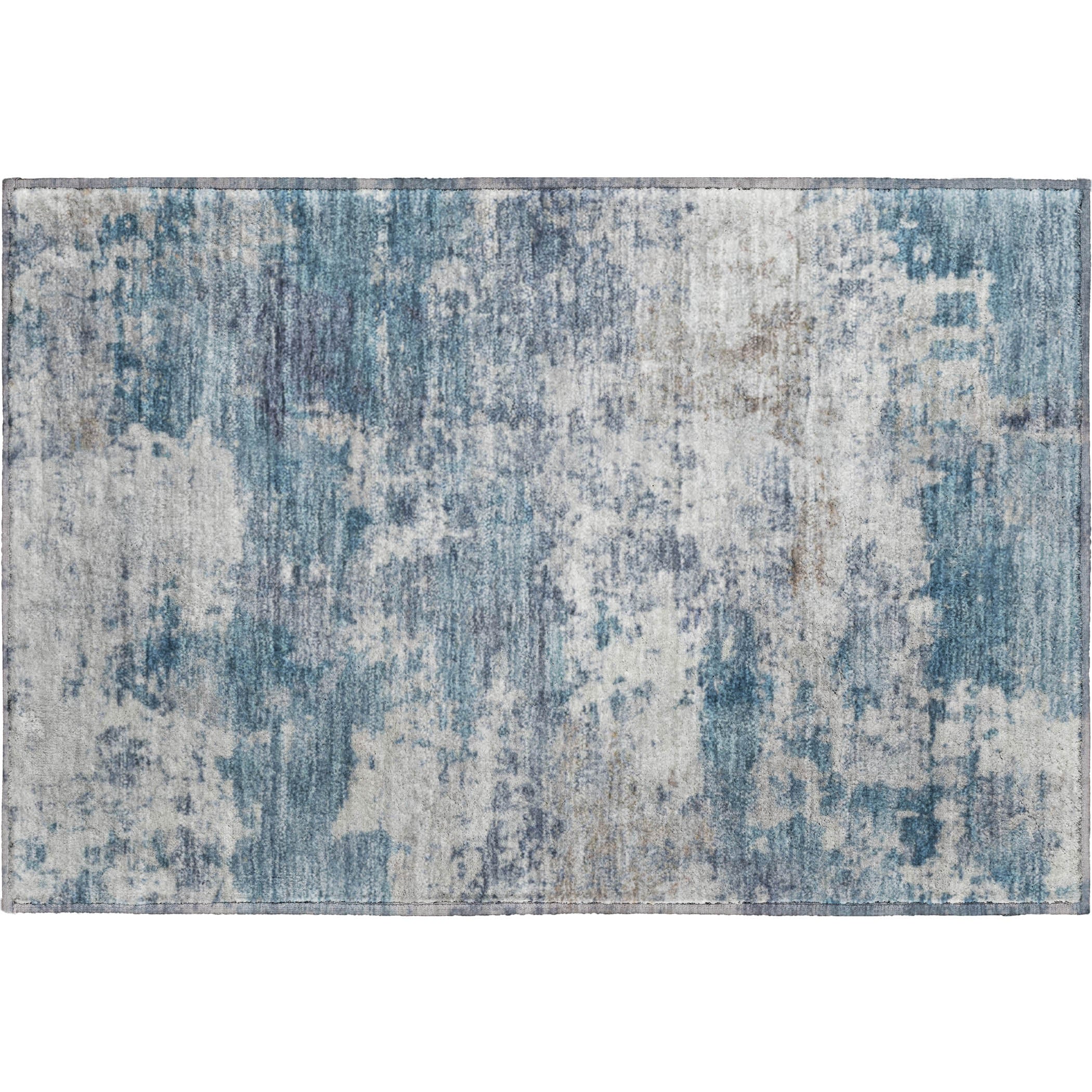 Split Machine Washable Transitional Blue Rug 1'8" x 2'6" #shape_Rectangle