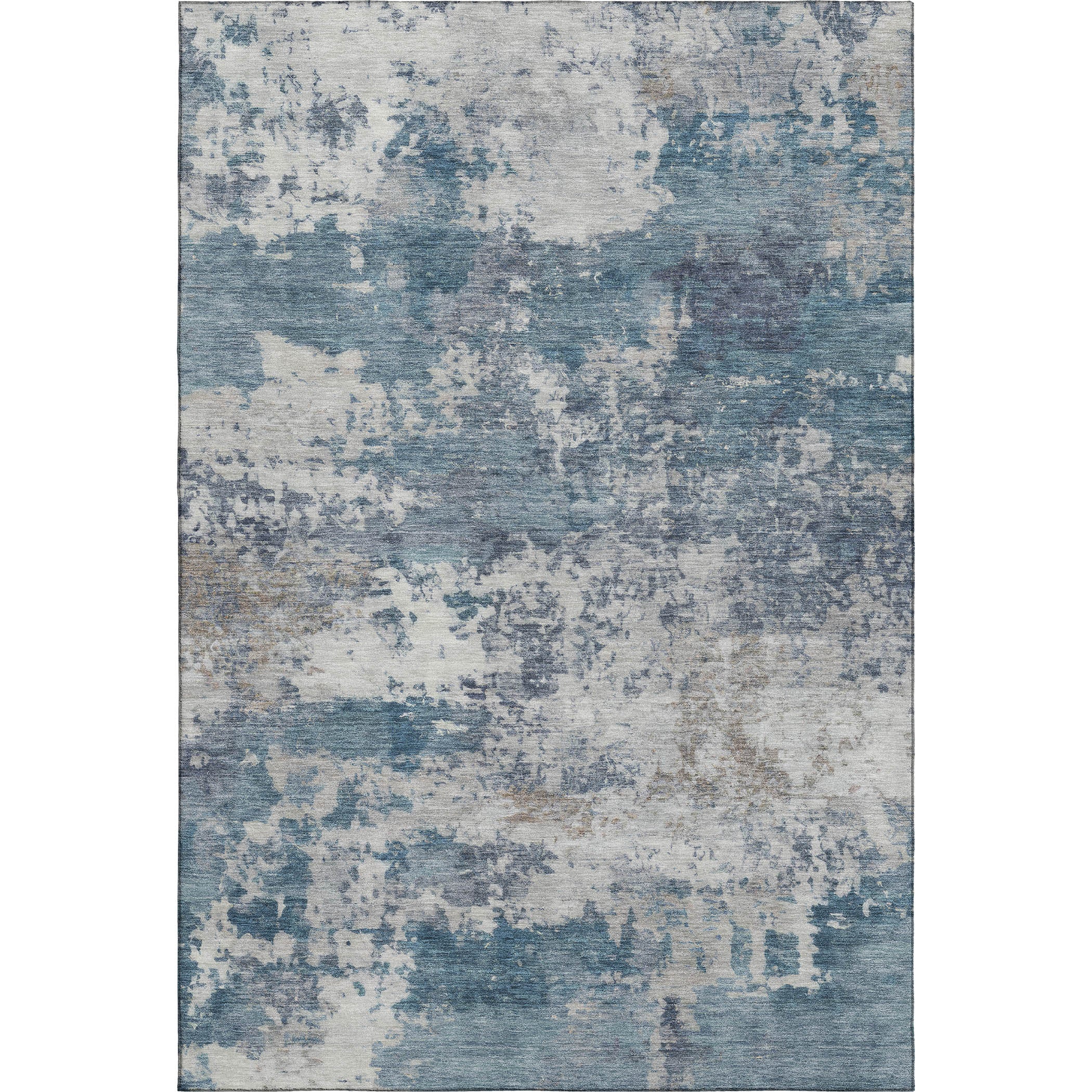 Split Machine Washable Transitional Blue Rug 3' x 5' #shape_Rectangle