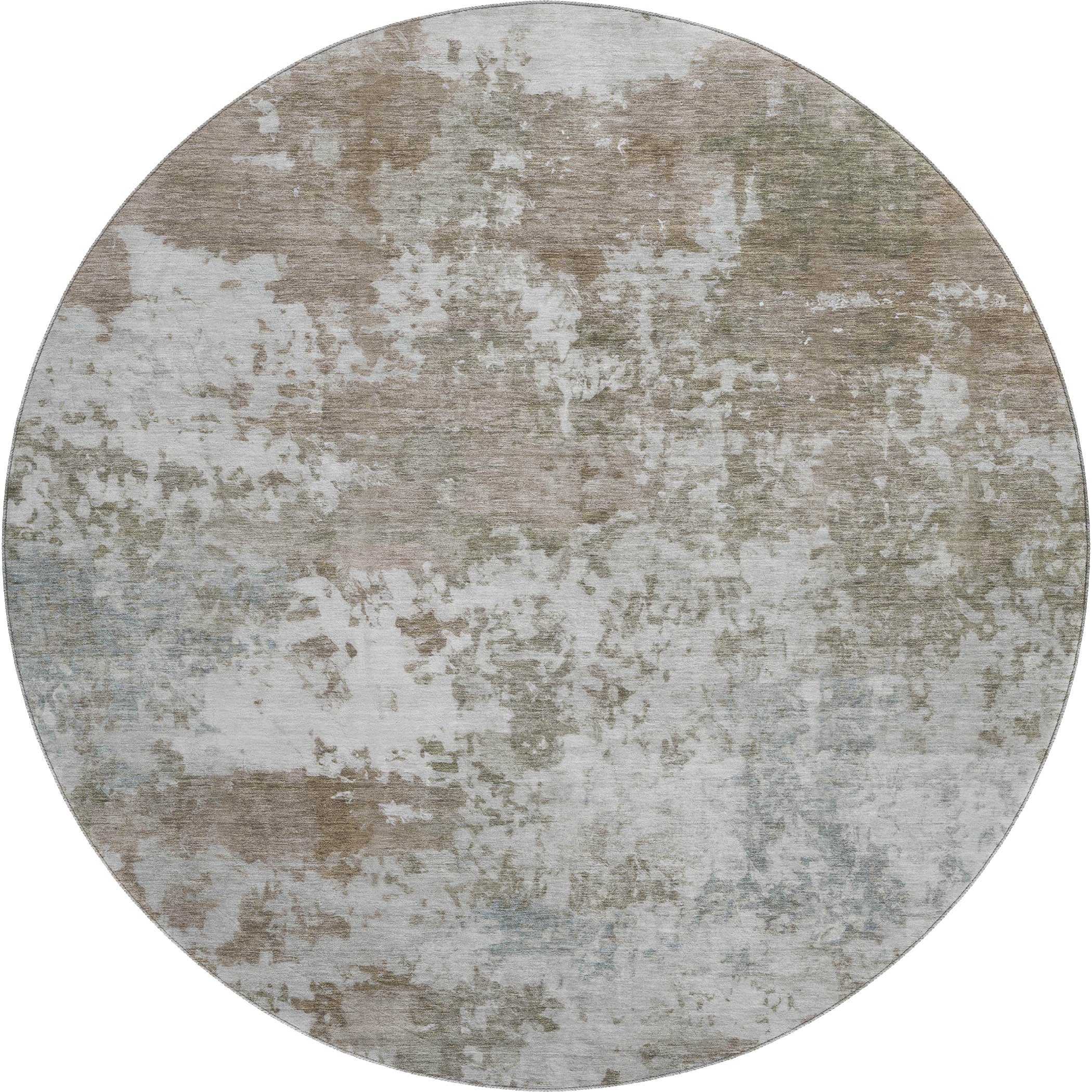 Split Machine Washable Transitional Brown Rug 8' x 8' #shape_Round