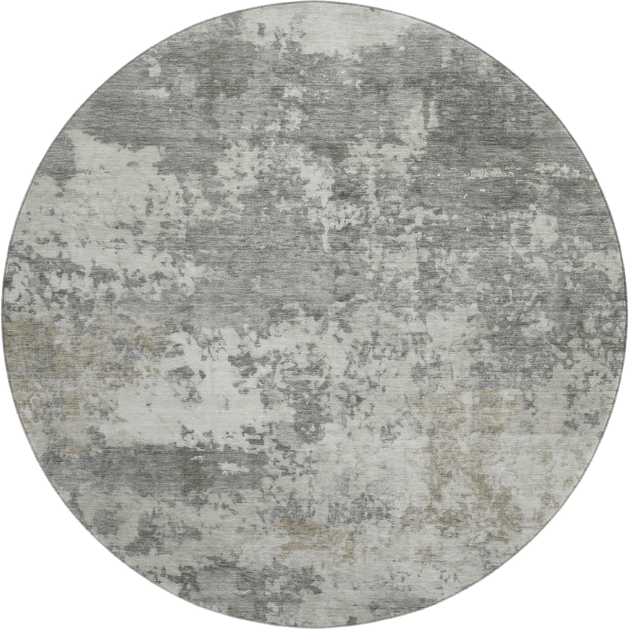 Split Machine Washable Transitional Pewter Gray Rug 8' x 8' #shape_Round