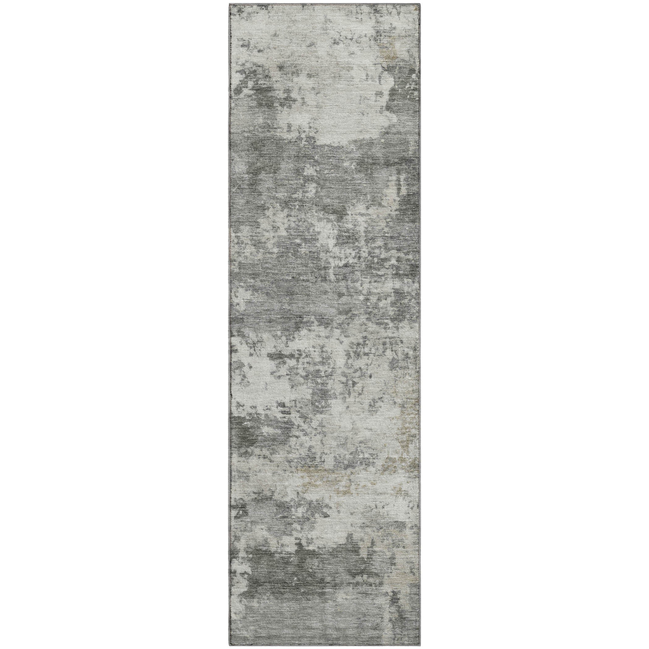 Split Machine Washable Transitional Pewter Gray Rug 2'3" x 7'6" #shape_Runner