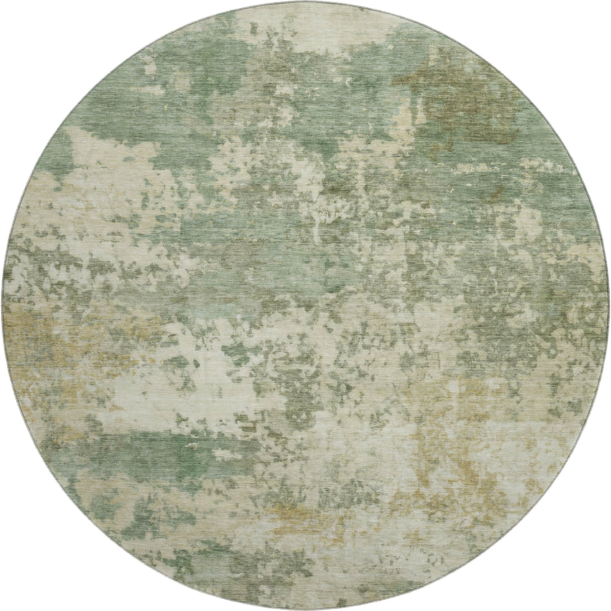 Split Machine Washable Transitional Sage Green Rug 8' x 8' #shape_Round