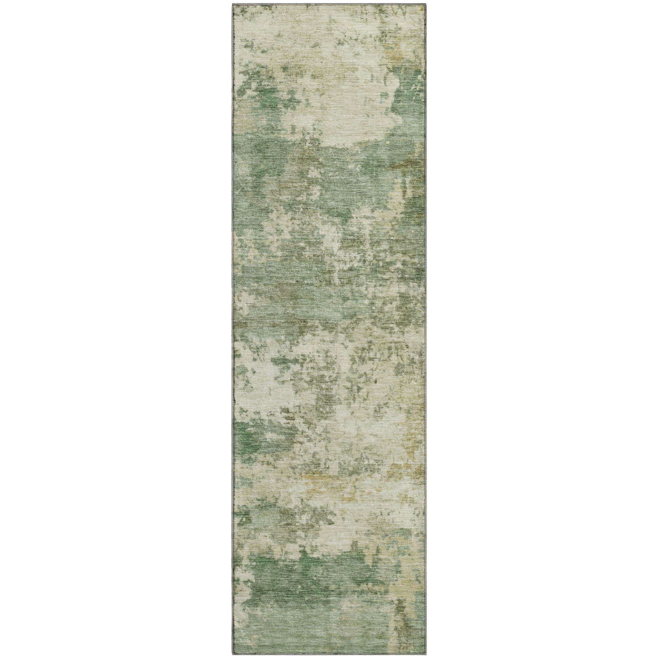 Split Machine Washable Transitional Sage Green Rug 2'3" x 7'6" #shape_Runner