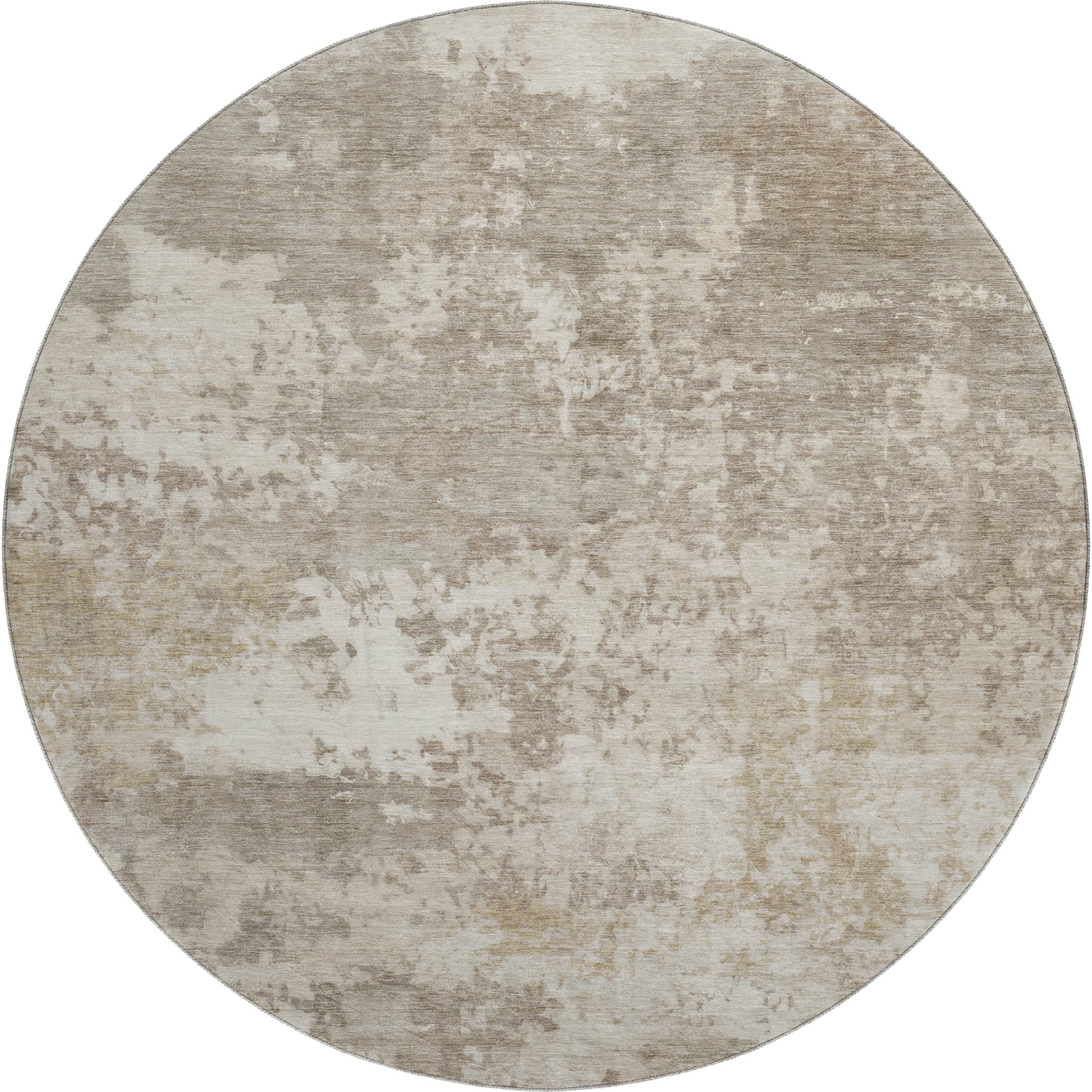Split Machine Washable Transitional Taupe Brown Rug 8' x 8' #shape_Round