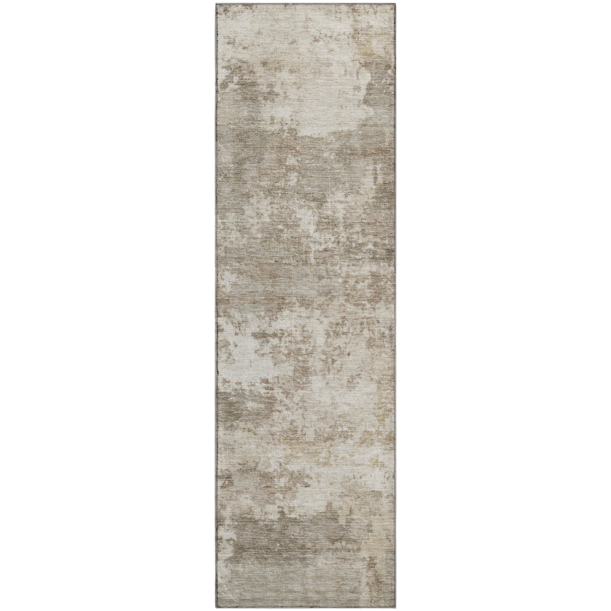 Split Machine Washable Transitional Taupe Brown Rug 2'3" x 7'6" #shape_Runner
