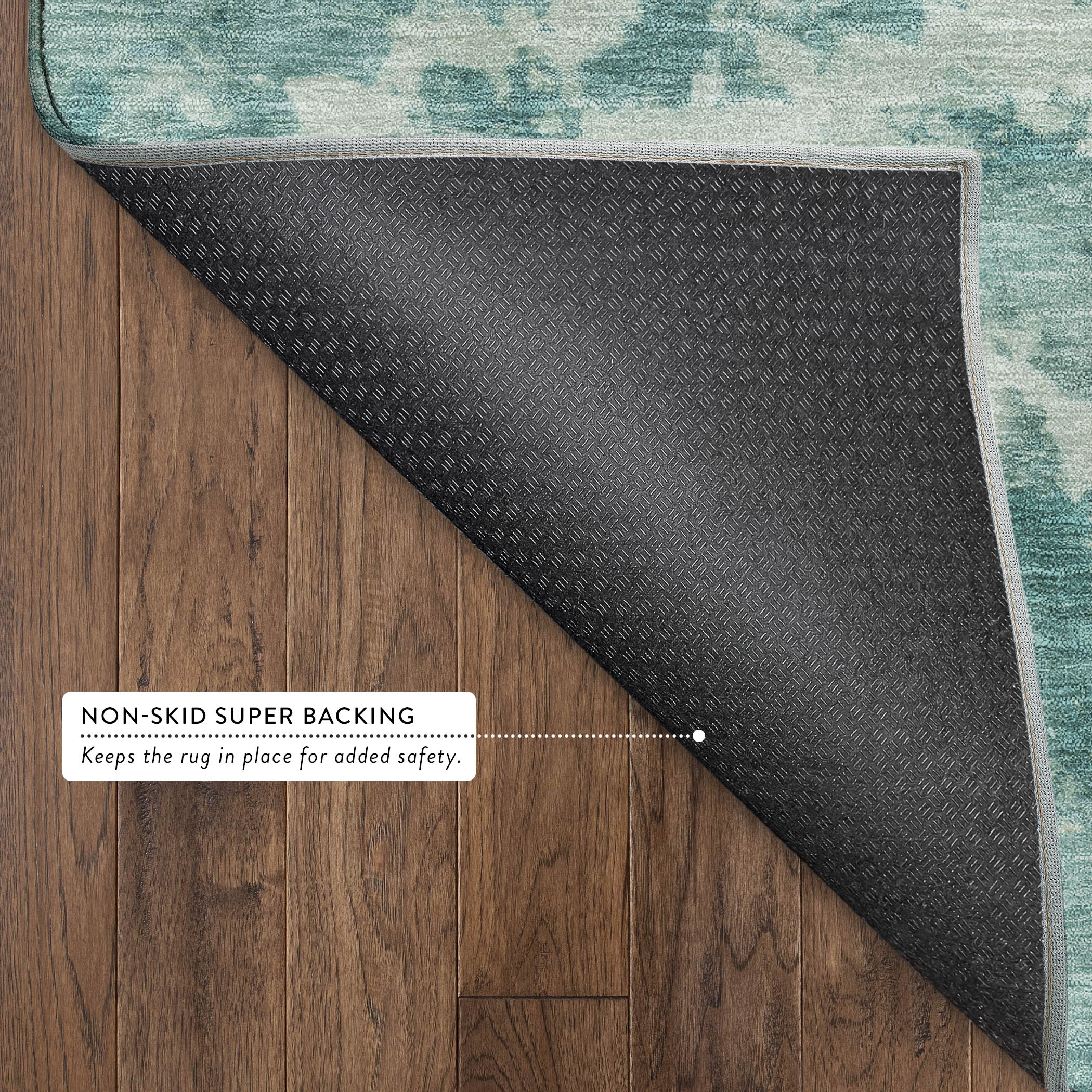 Split Machine Washable Traditional Teal Rug 1'8" x 2'6" #shape_Rectangle