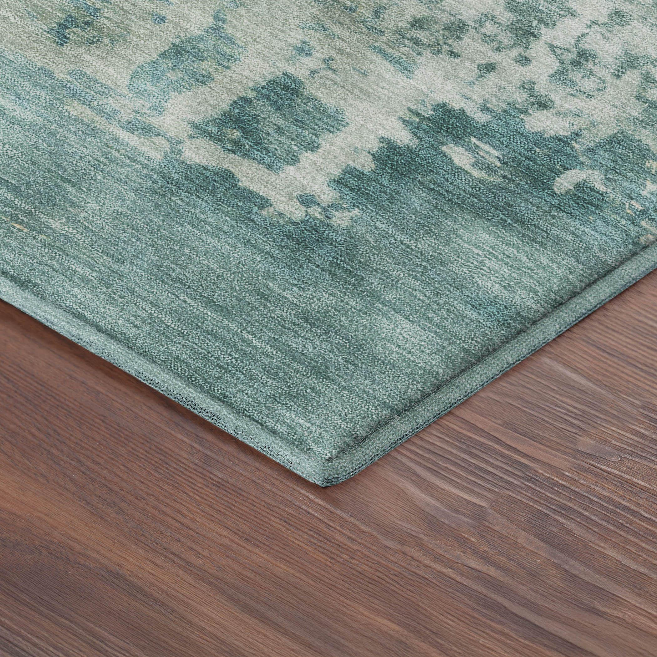Split Machine Washable Traditional Teal Rug 1'8" x 2'6" #shape_Rectangle