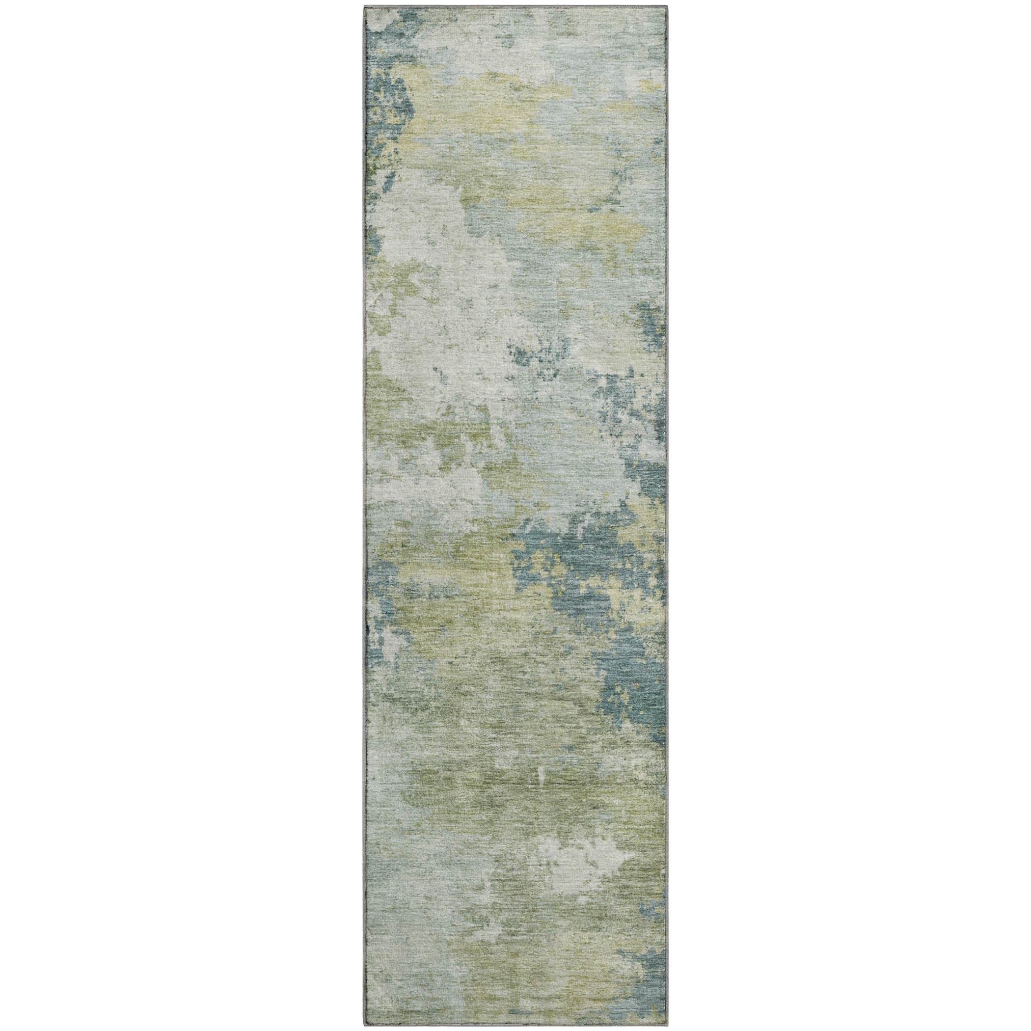 Seville Machine Washable Traditional Aqua Teal Rug 2'3" x 7'6" #shape_Runner