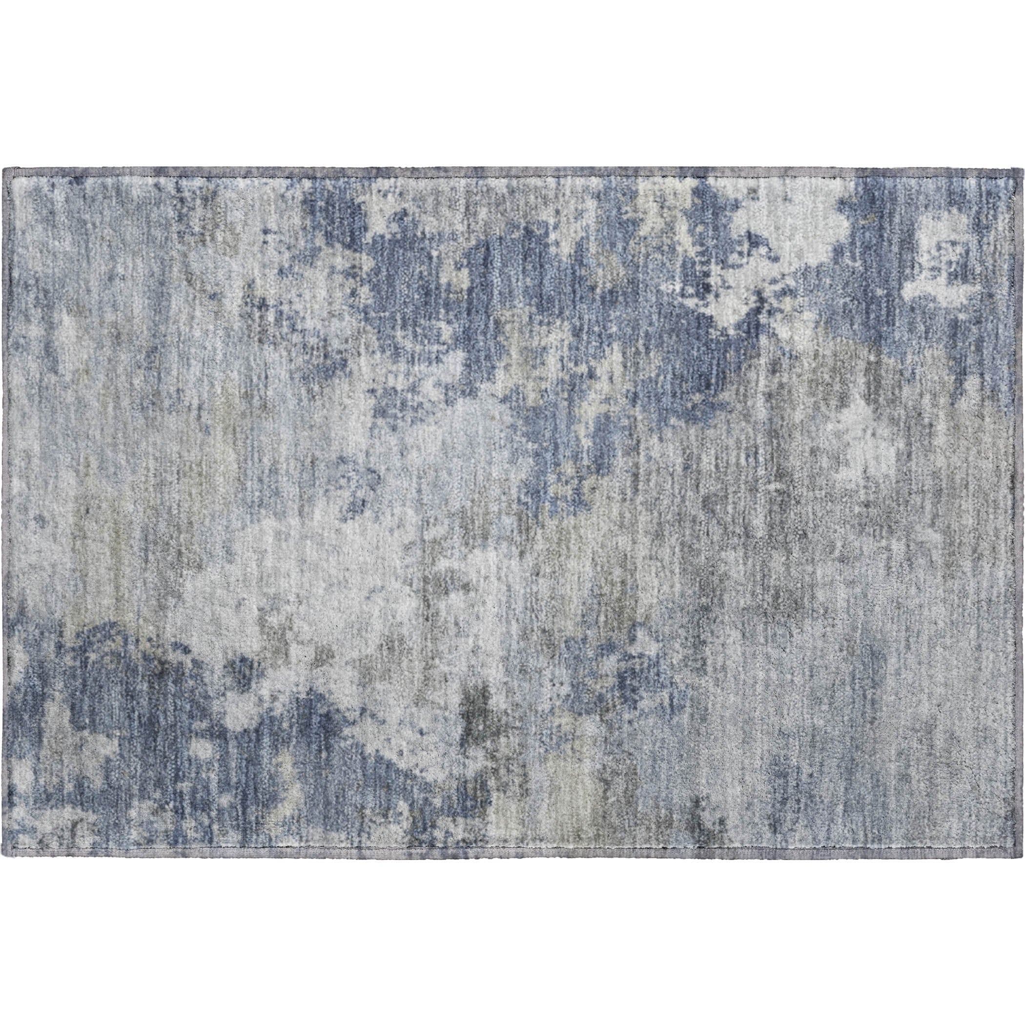 Seville Machine Washable Traditional Denim Blue Rug 1'8" x 2'6" #shape_Rectangle