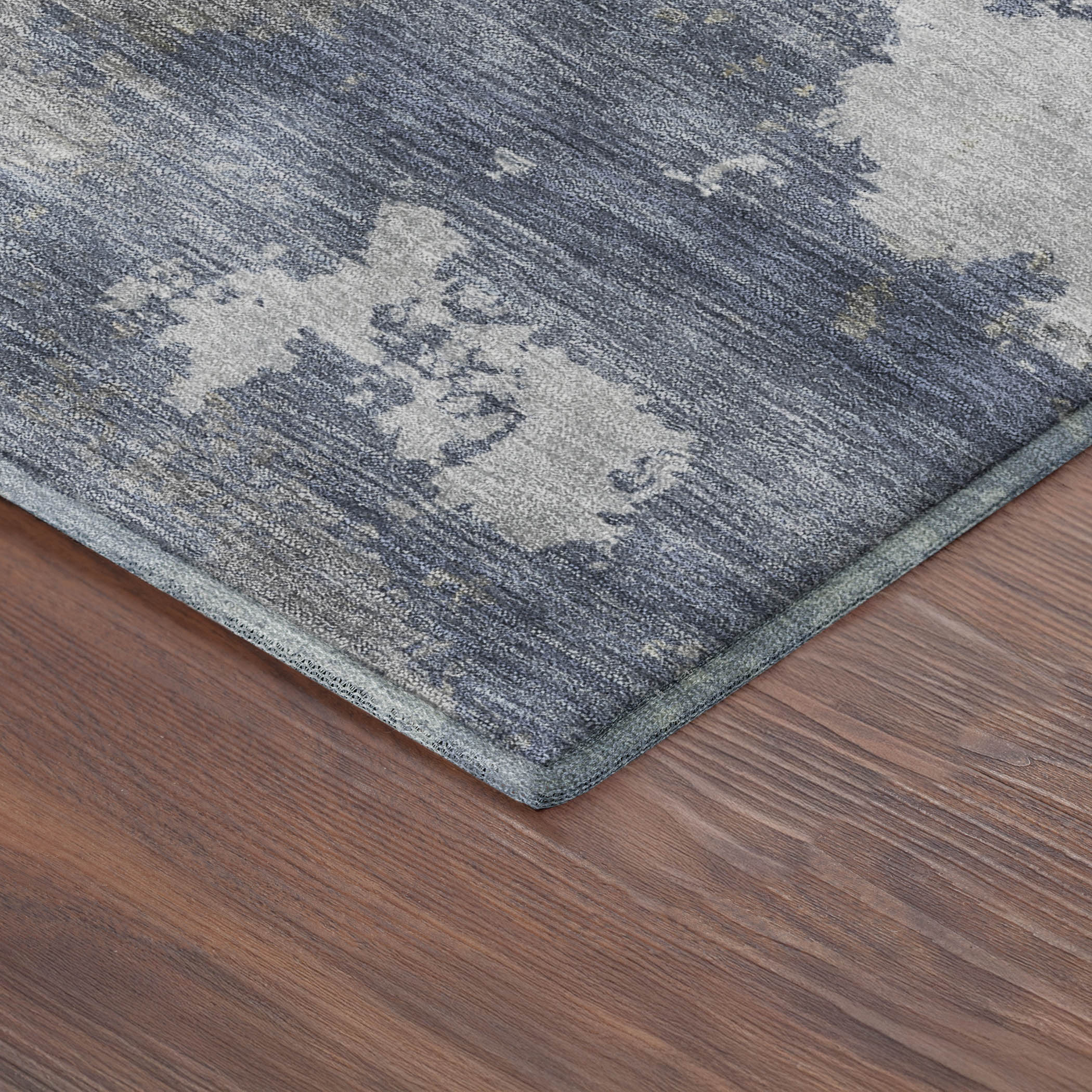Seville Machine Washable Traditional Denim Blue Rug 1'8" x 2'6" #shape_Rectangle