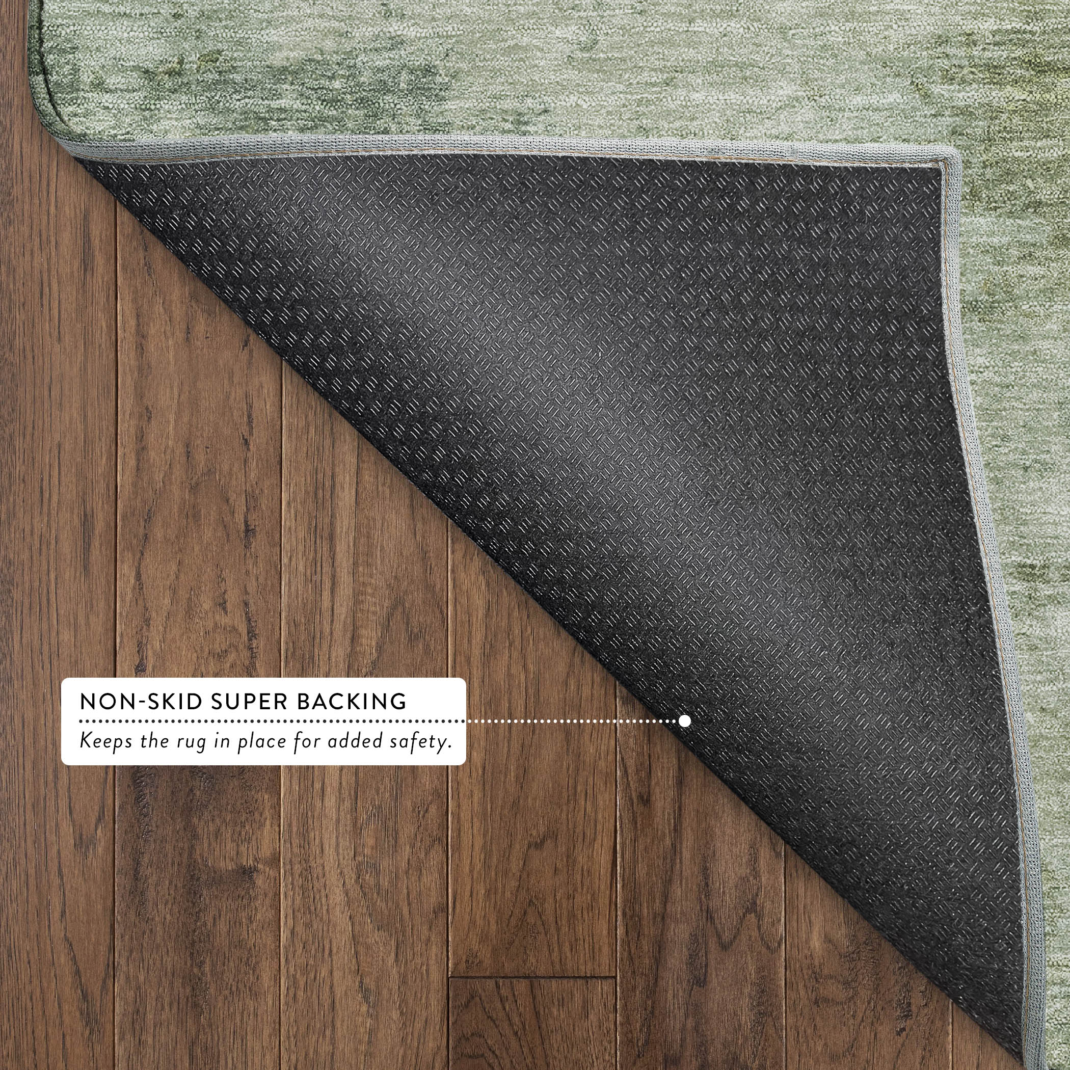 Seville Machine Washable Traditional Fern Green Rug 1'8" x 2'6" #shape_Rectangle
