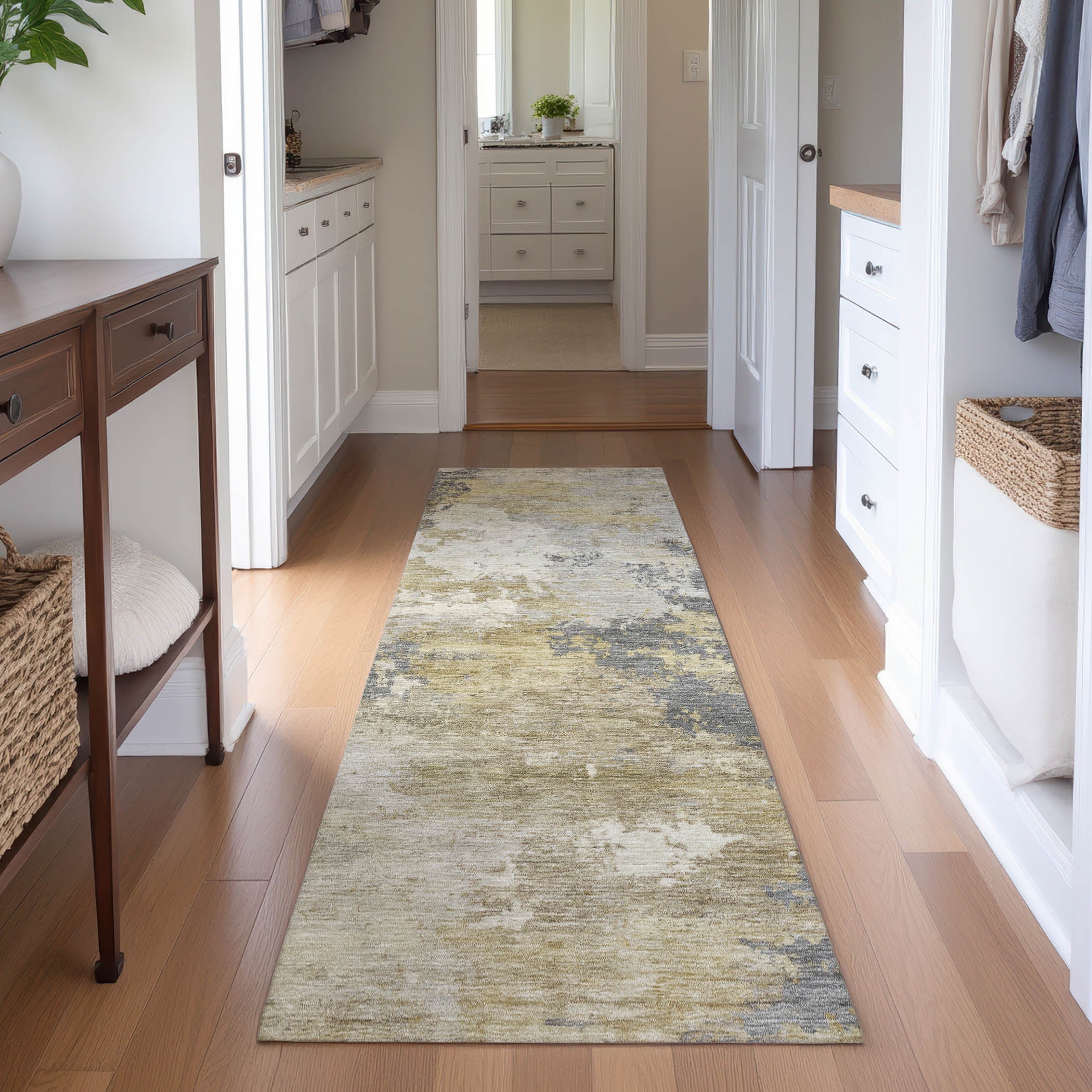 Seville Machine Washable Traditional Gray Rug 2'3" x 7'6" #shape_Runner