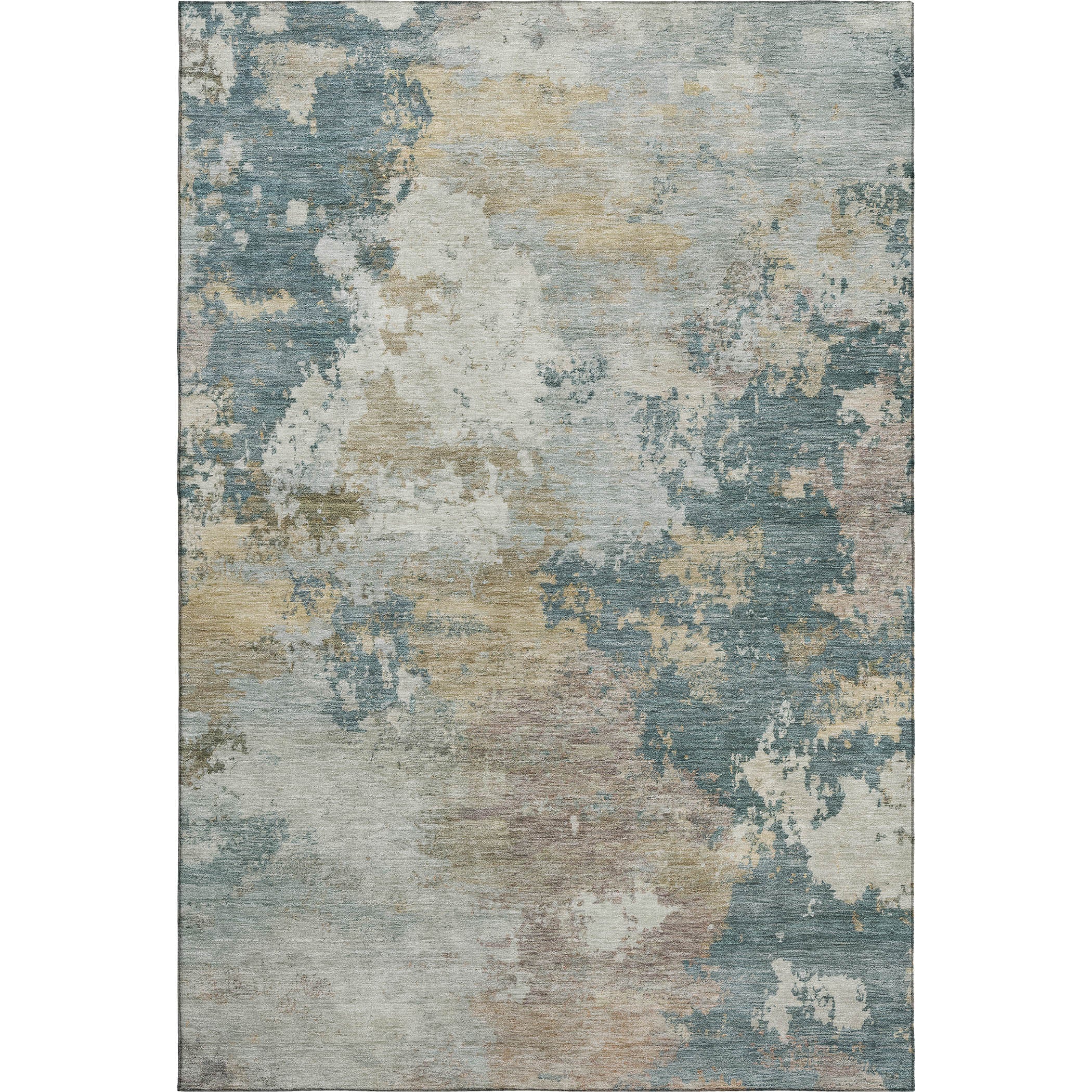 Seville Machine Washable Traditional Teal Rug 3' x 5' #shape_Rectangle