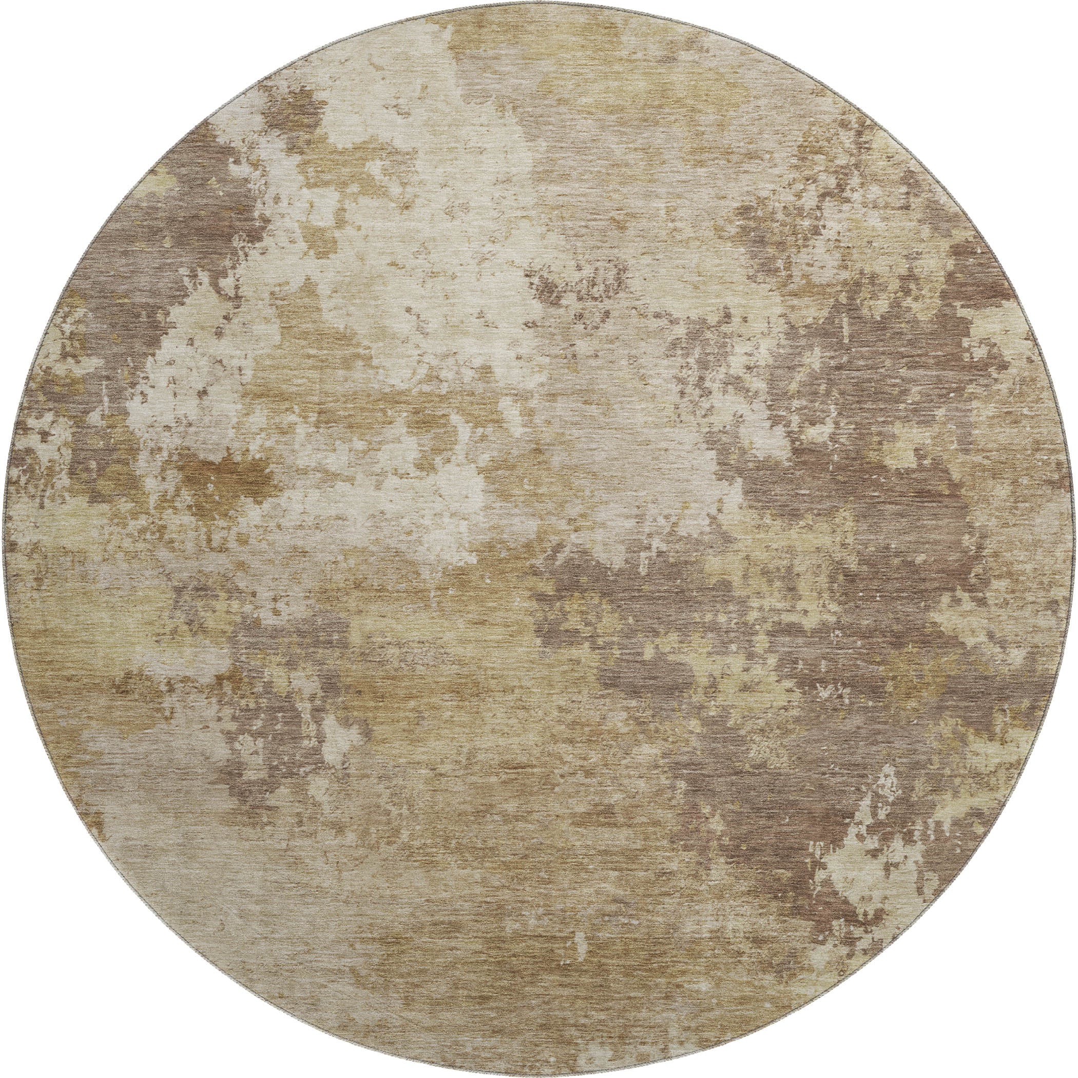 Seville Machine Washable Traditional Wheat Gold Rug 8' x 8' #shape_Round