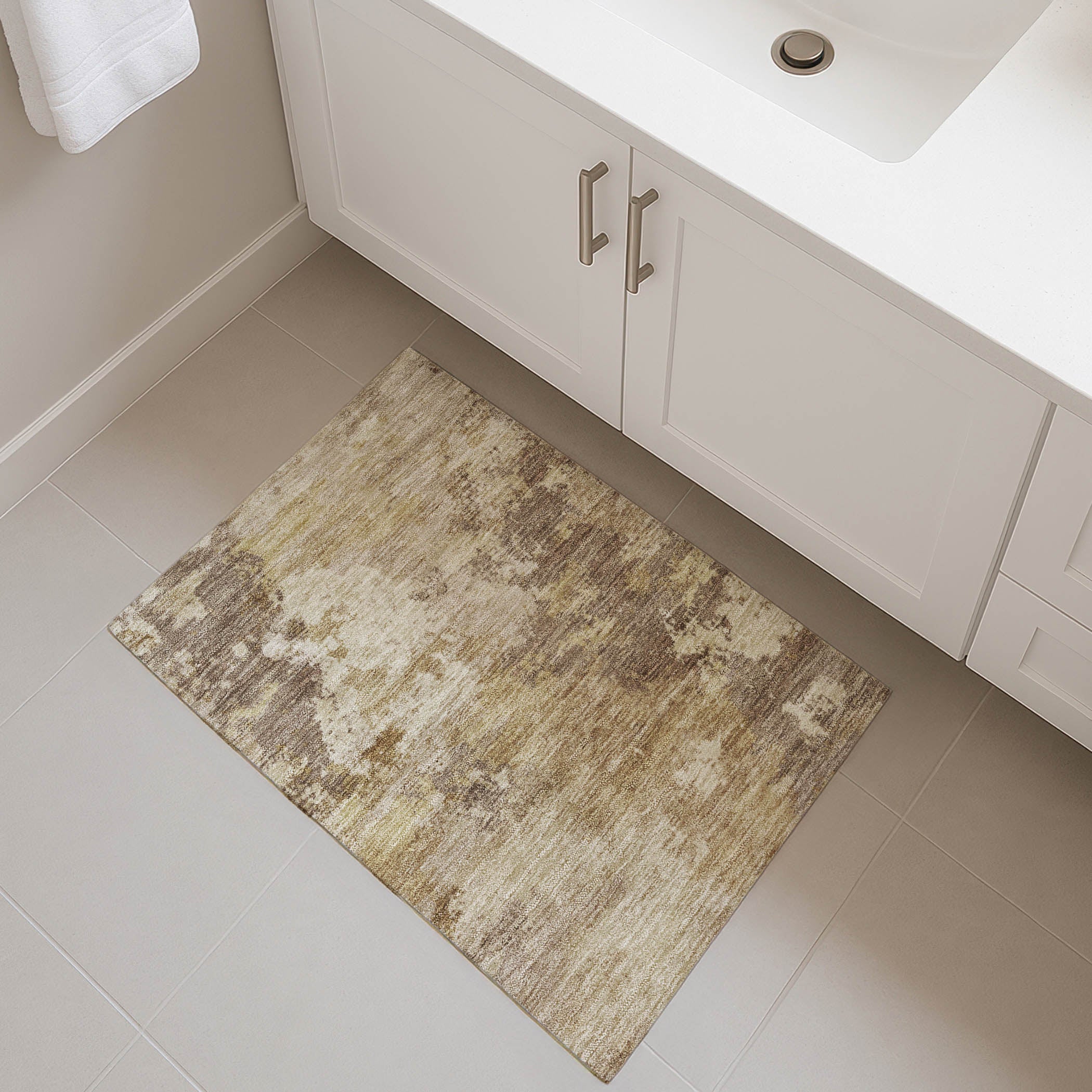 Seville Machine Washable Traditional Wheat Gold Rug 1'8" x 2'6" #shape_Rectangle
