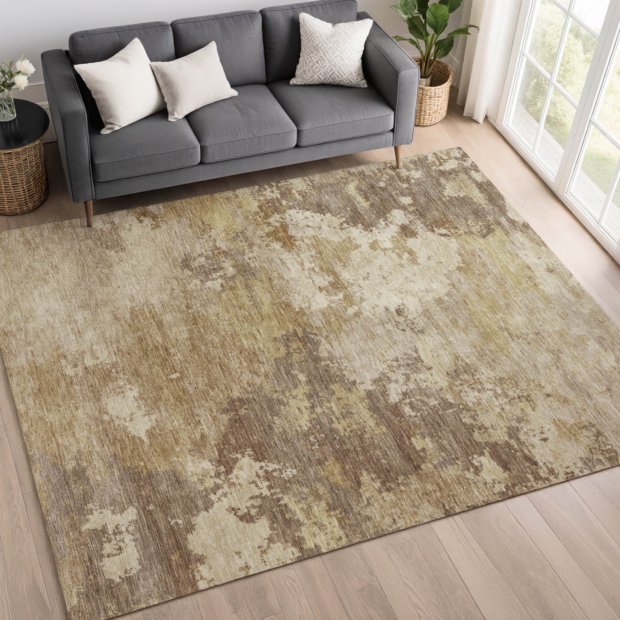Seville Machine Washable Traditional Wheat Gold Rug 3' x 5' #shape_Rectangle