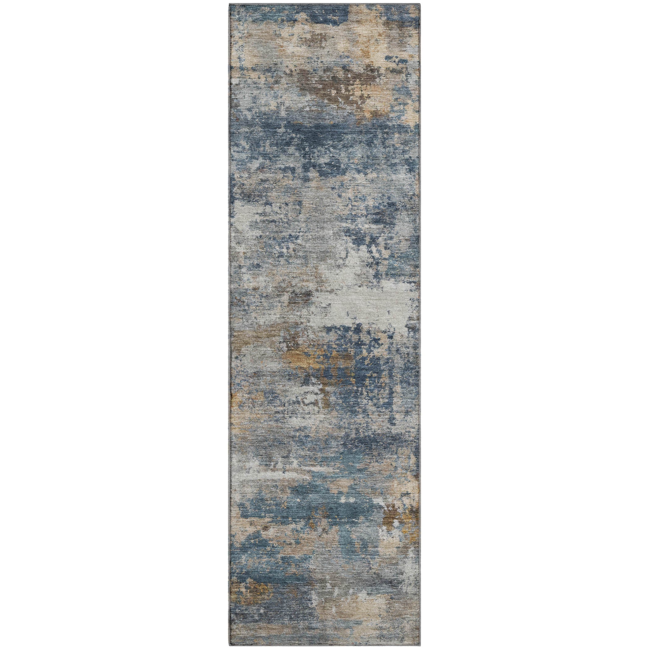 Ghent Machine Washable Traditional Blue Rug 2'3" x 7'6" #shape_Runner