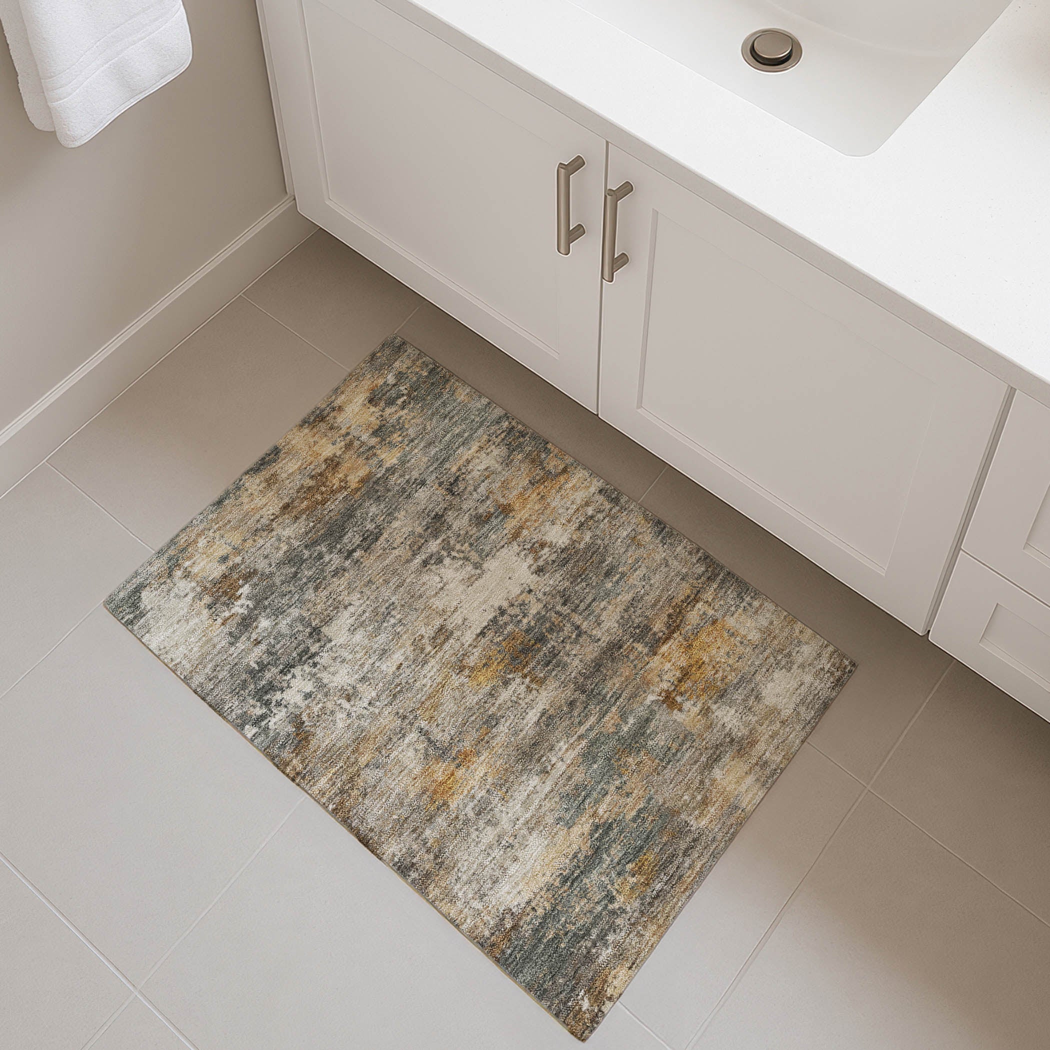 Ghent Machine Washable Transitional Khaki Brown Rug 1'8" x 2'6" #shape_Rectangle