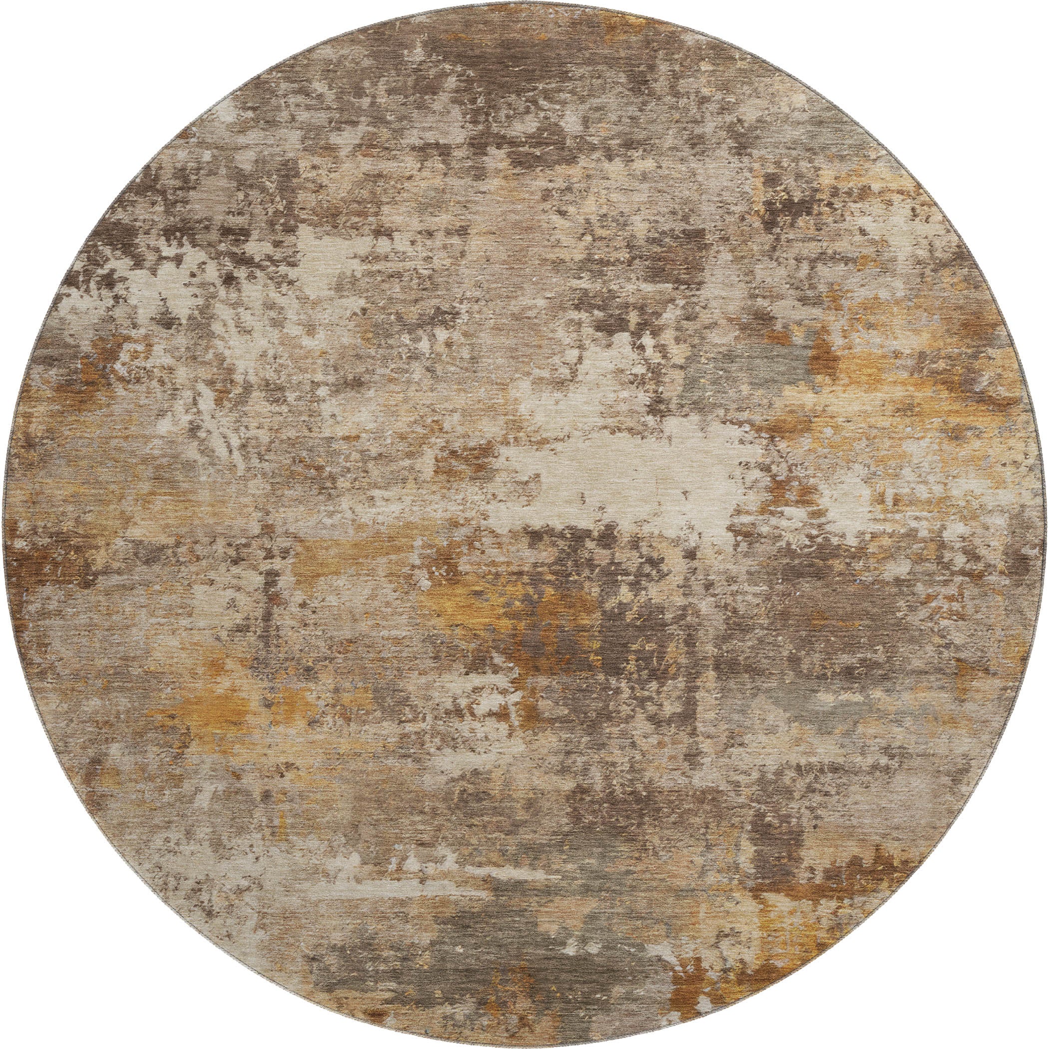 Ghent Machine Washable Transitional Paprika Orange Rug 8' x 8' #shape_Round