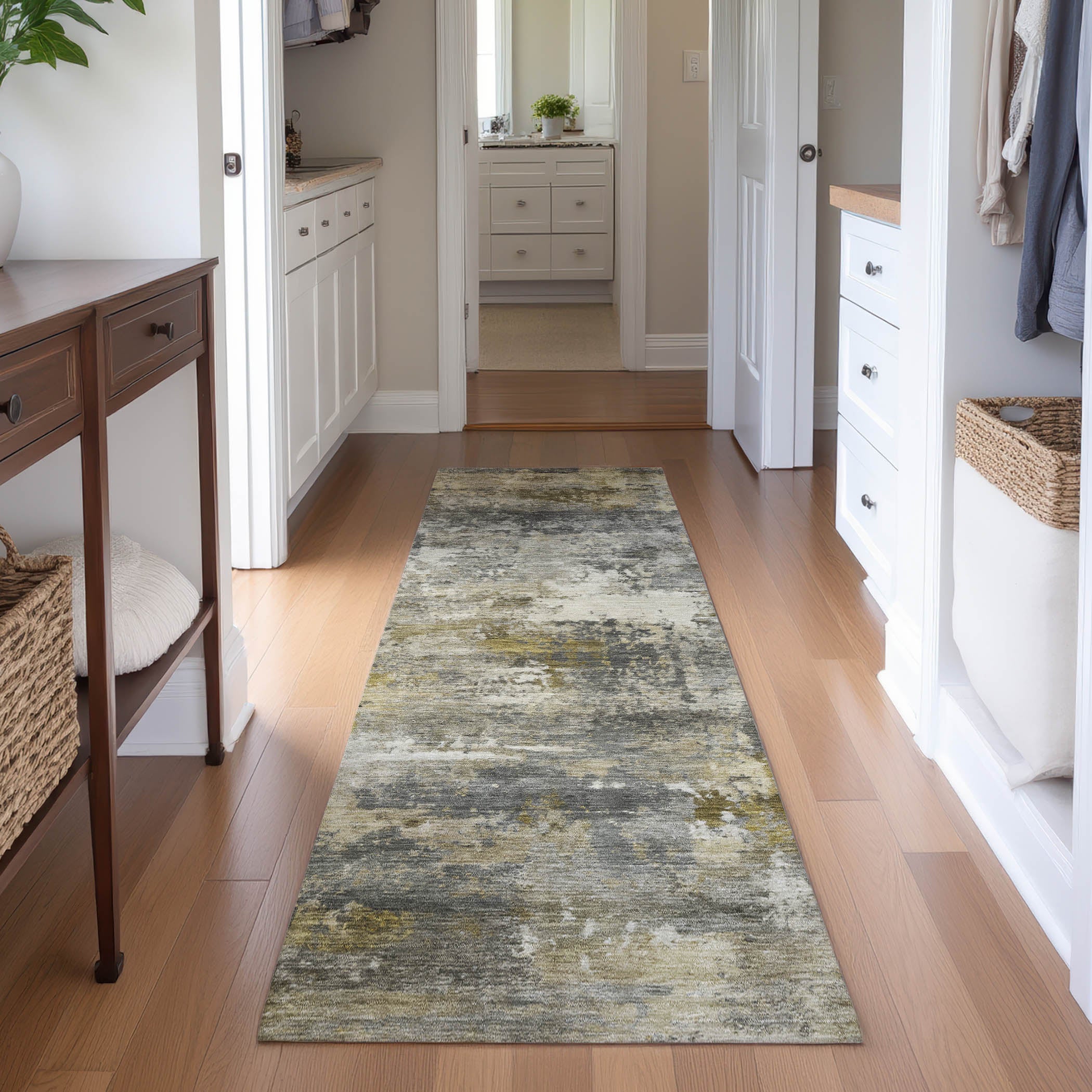 Ghent Machine Washable Transitional Pewter Gray Rug 2'3" x 7'6" #shape_Runner