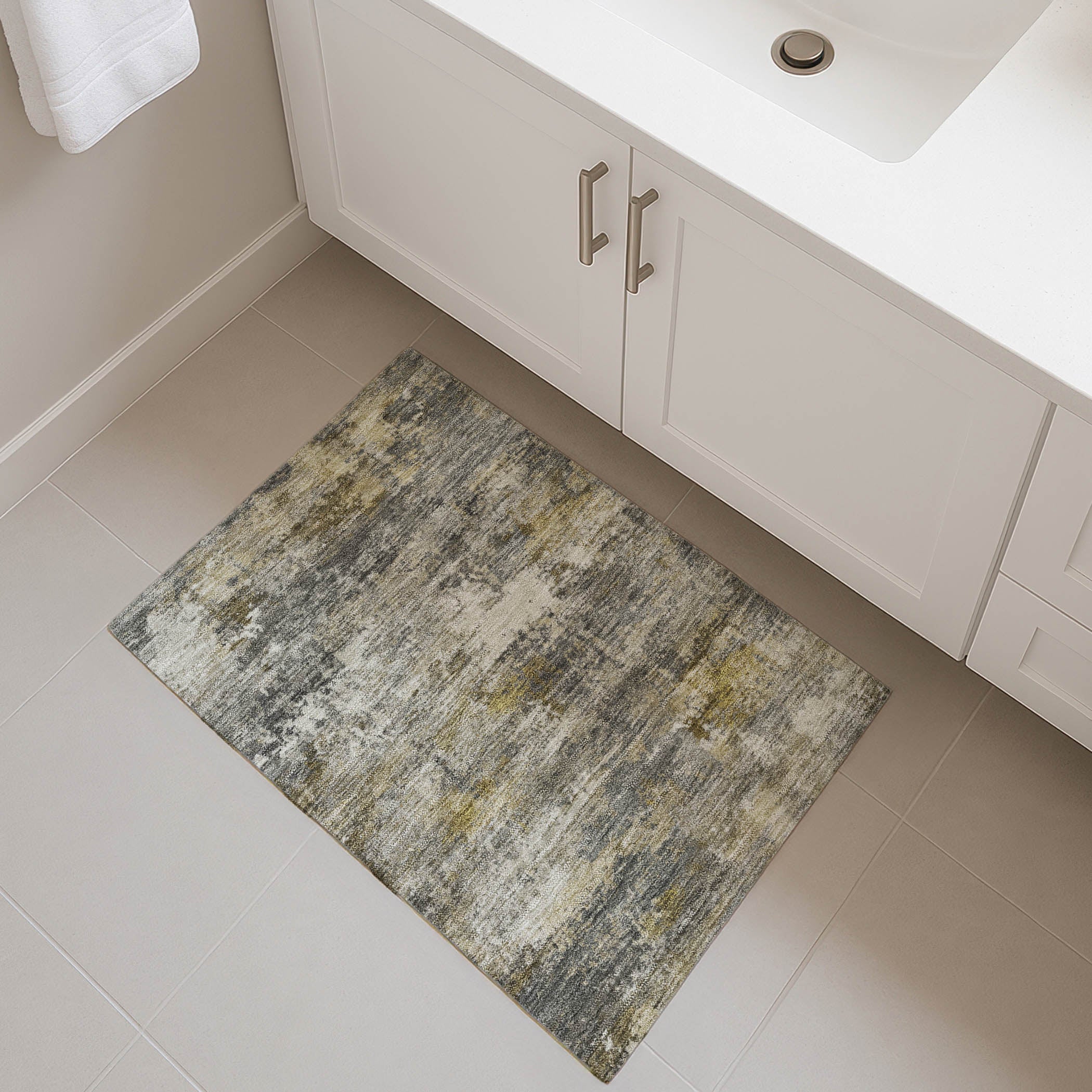 Ghent Machine Washable Transitional Pewter Gray Rug 1'8" x 2'6" #shape_Rectangle