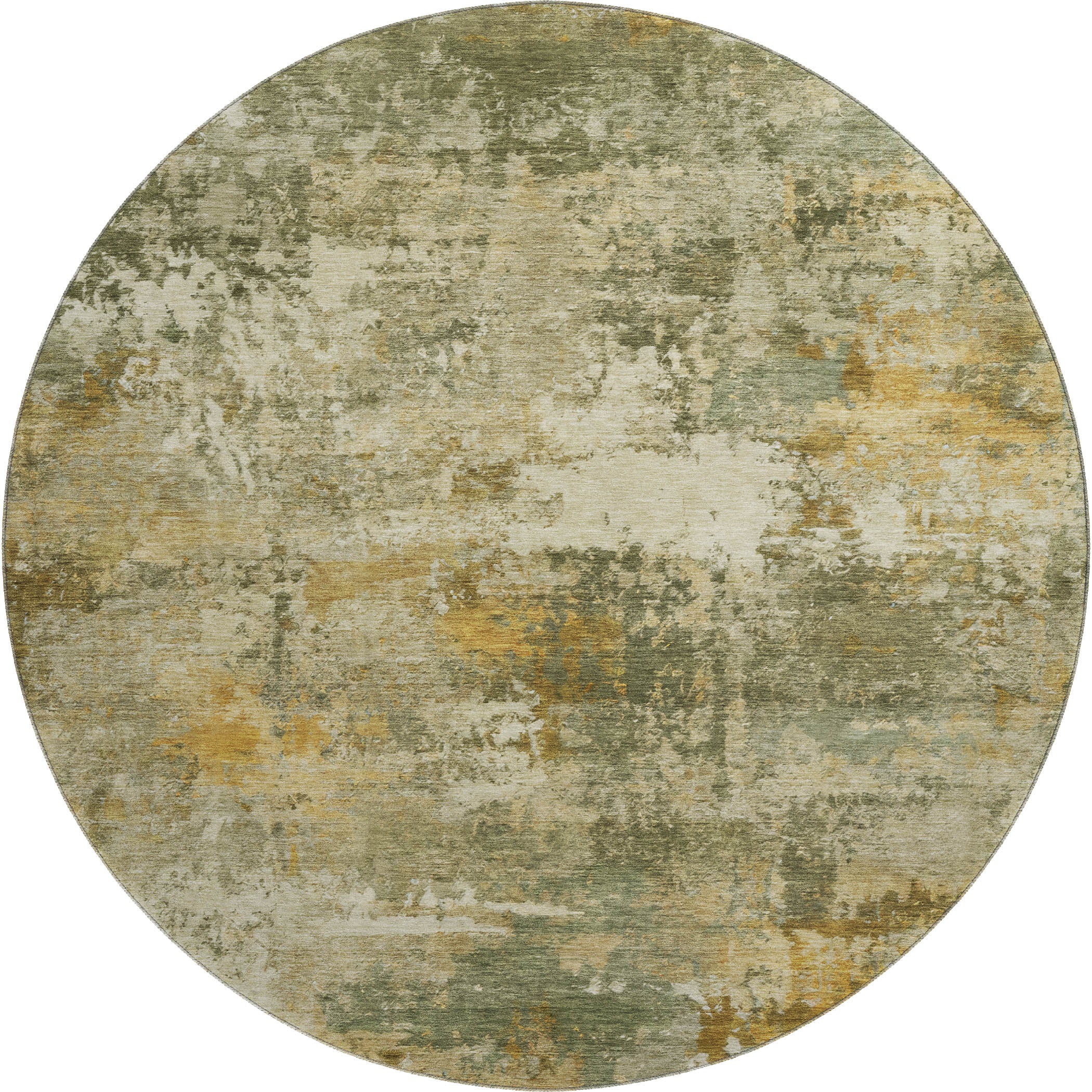 Ghent Machine Washable Transitional Sage Green Rug 8' x 8' #shape_Round