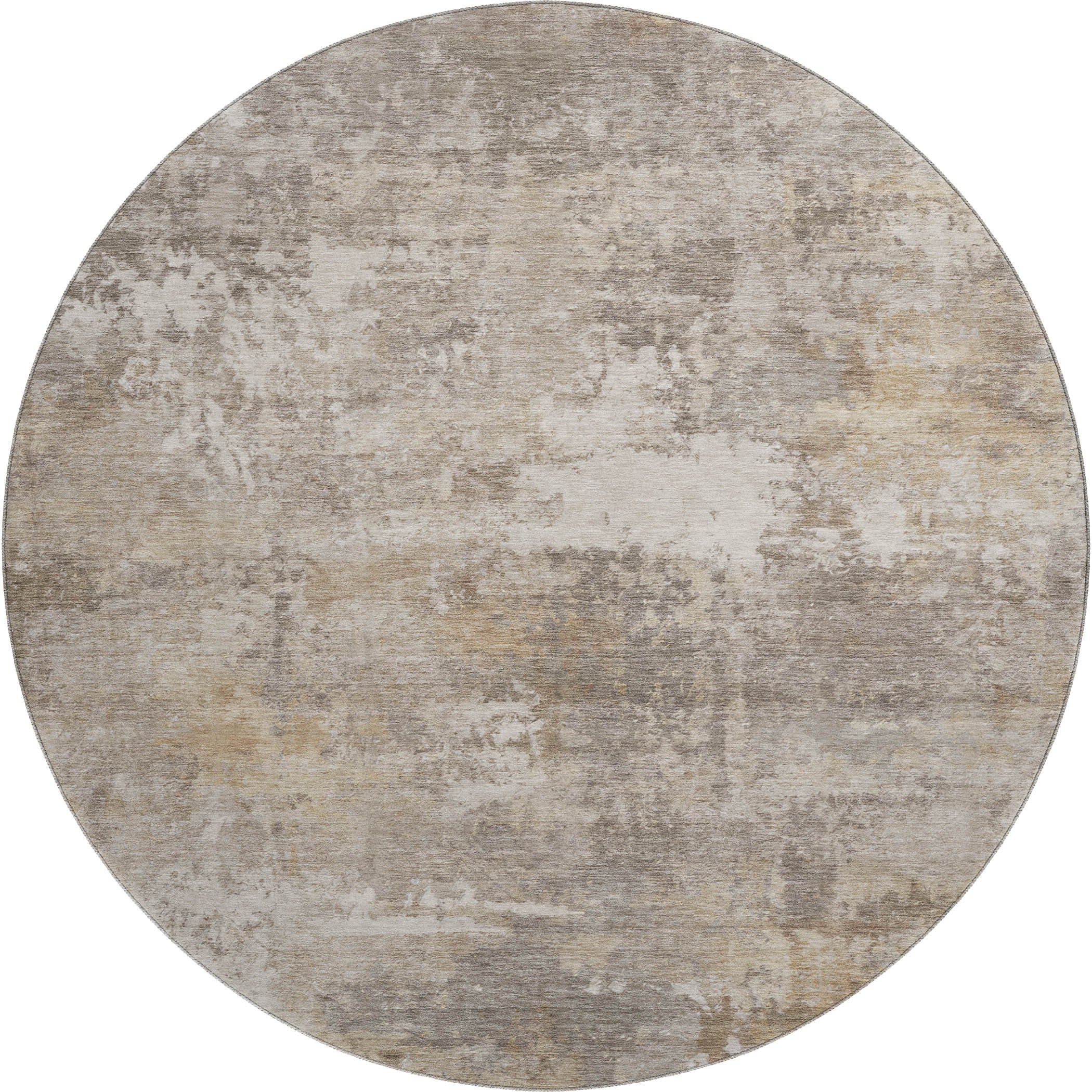 Bangkok Machine Washable Transitional Pewter Gray Rug 8' x 8' #shape_Round