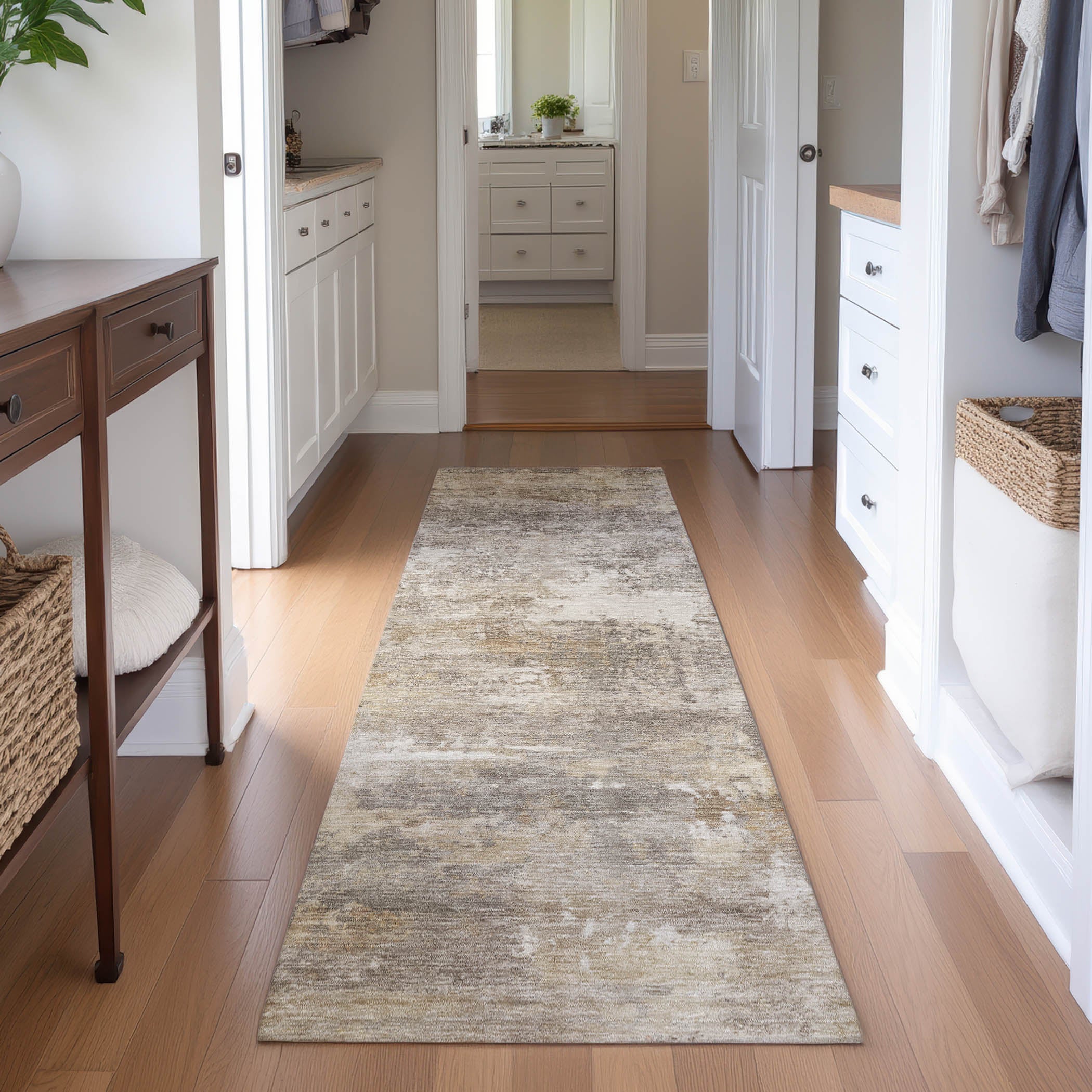 Bangkok Machine Washable Transitional Pewter Gray Rug 2'3" x 7'6" #shape_Runner