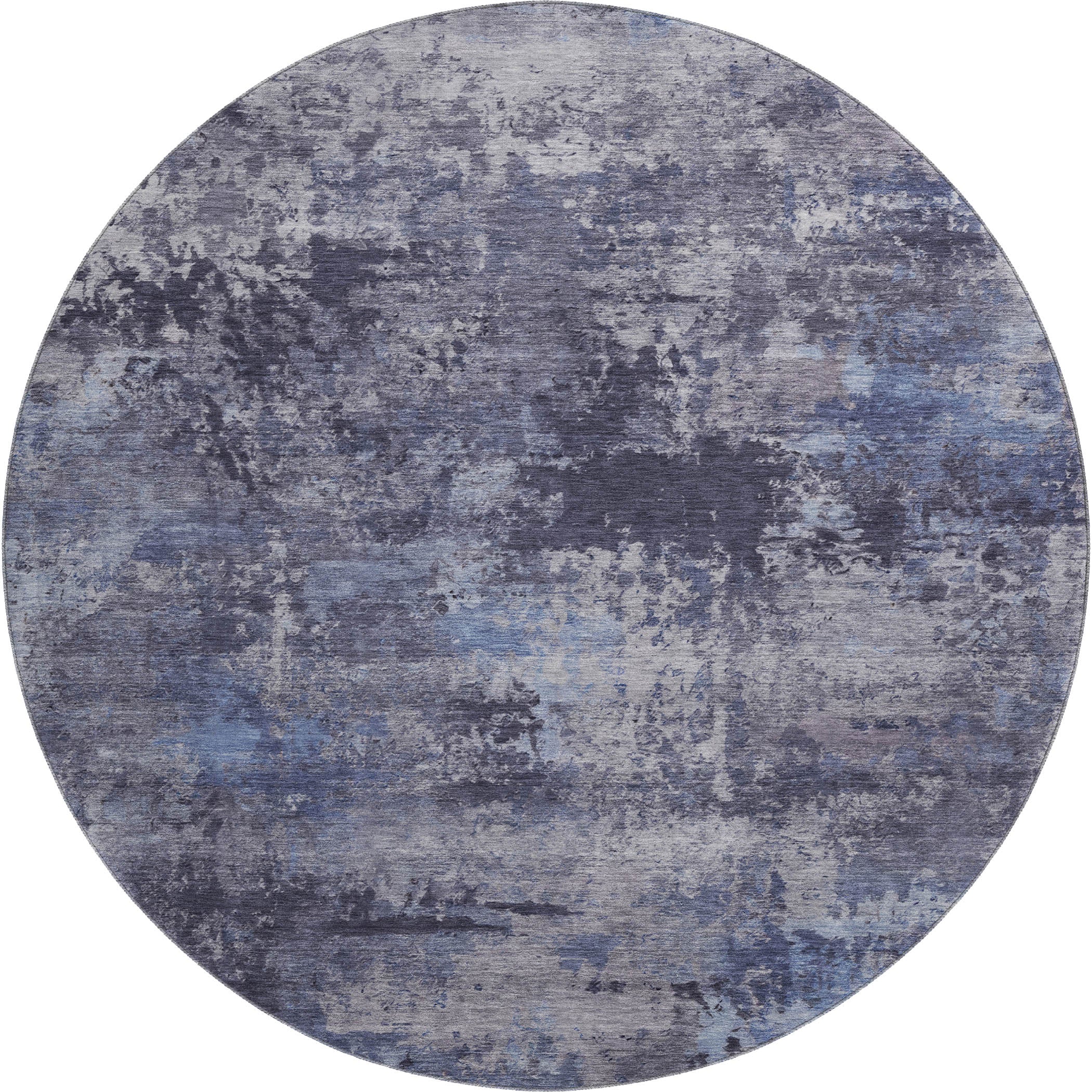 Chiang Mai Machine Washable Transitional Blue Rug 8' x 8' #shape_Round