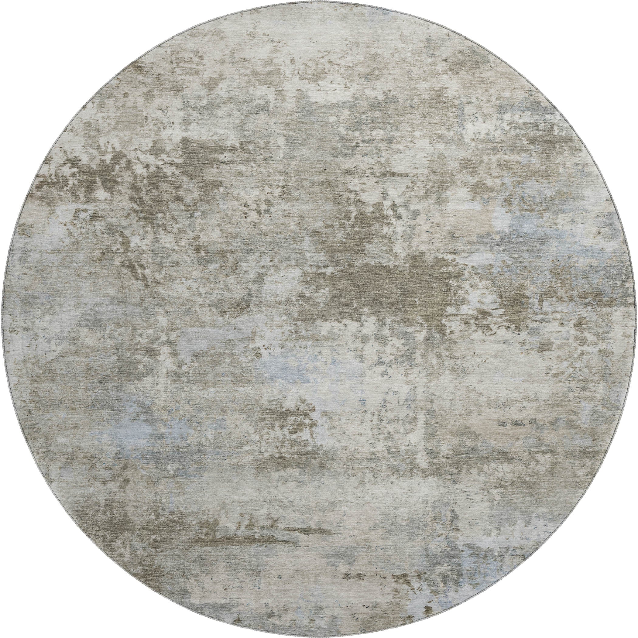 Chiang Mai Machine Washable Traditional Tan Brown Rug 8' x 8' #shape_Round