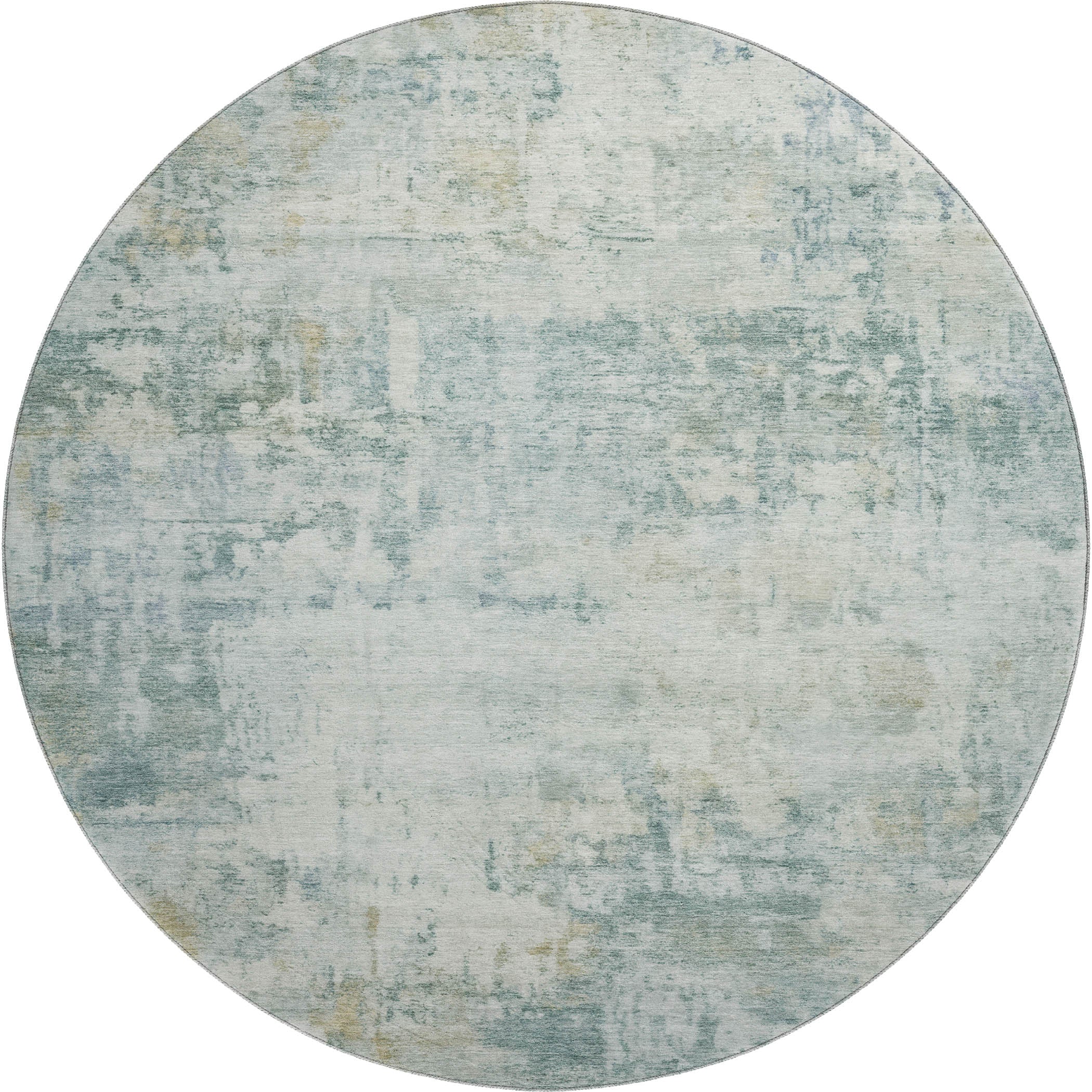 Bogota Machine Washable Traditional Aqua Teal Rug 8' x 8' #shape_Round