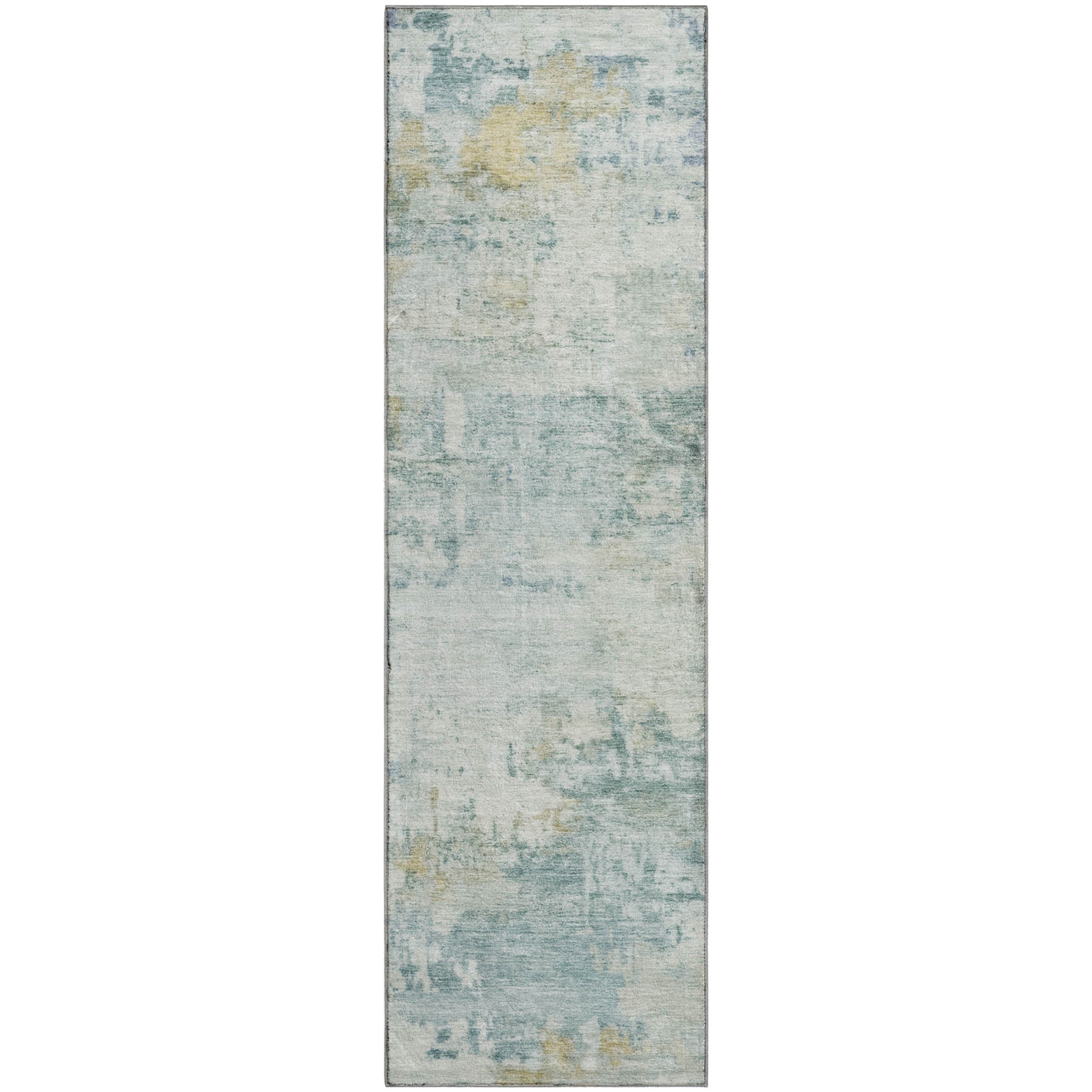 Bogota Machine Washable Traditional Aqua Teal Rug 2'3" x 7'6" #shape_Runner