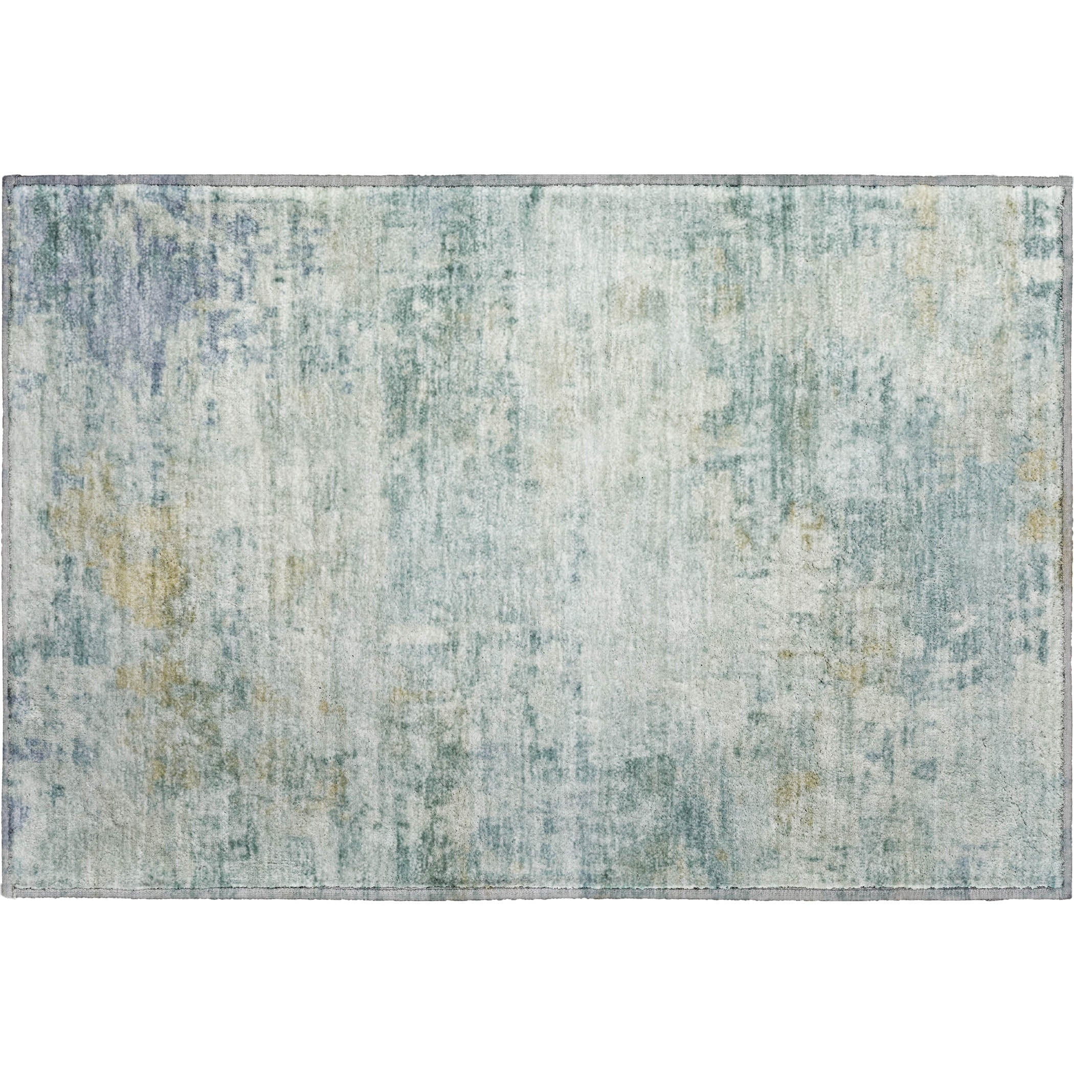 Bogota Machine Washable Traditional Aqua Teal Rug 1'8" x 2'6" #shape_Rectangle