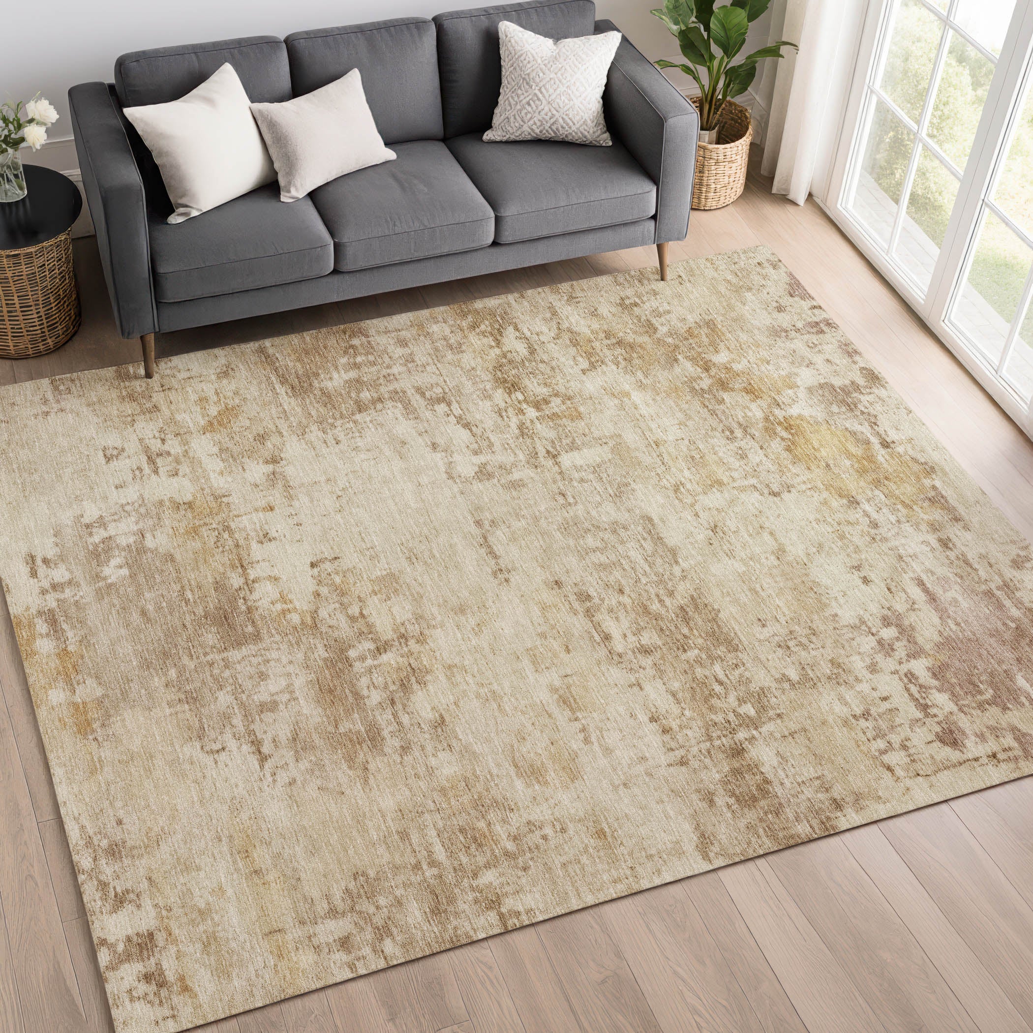 Bogota Machine Washable Traditional Beige Brown Rug 3' x 5' #shape_Rectangle